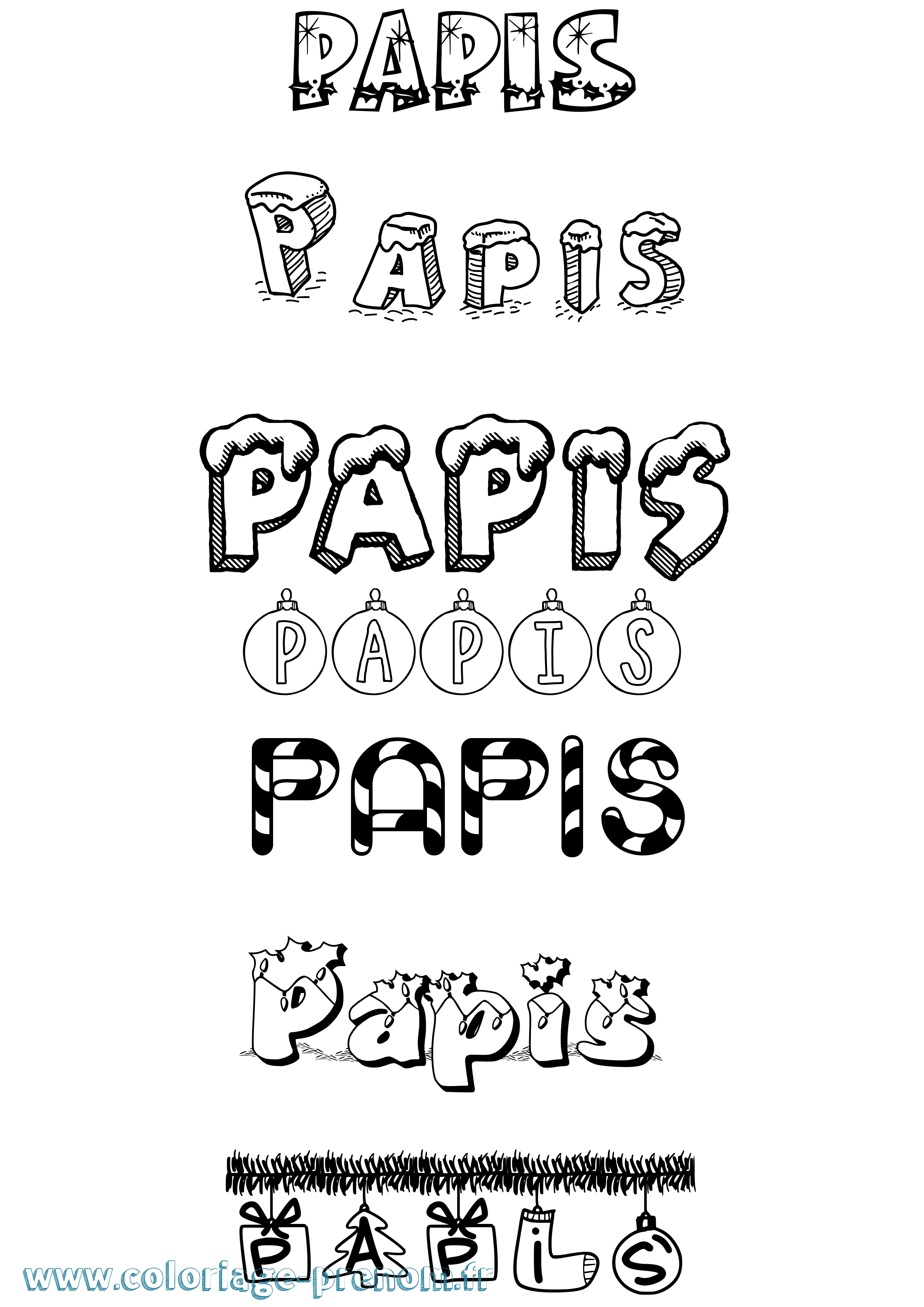 Coloriage Papis Noël Coloriage prénom Papis Noël