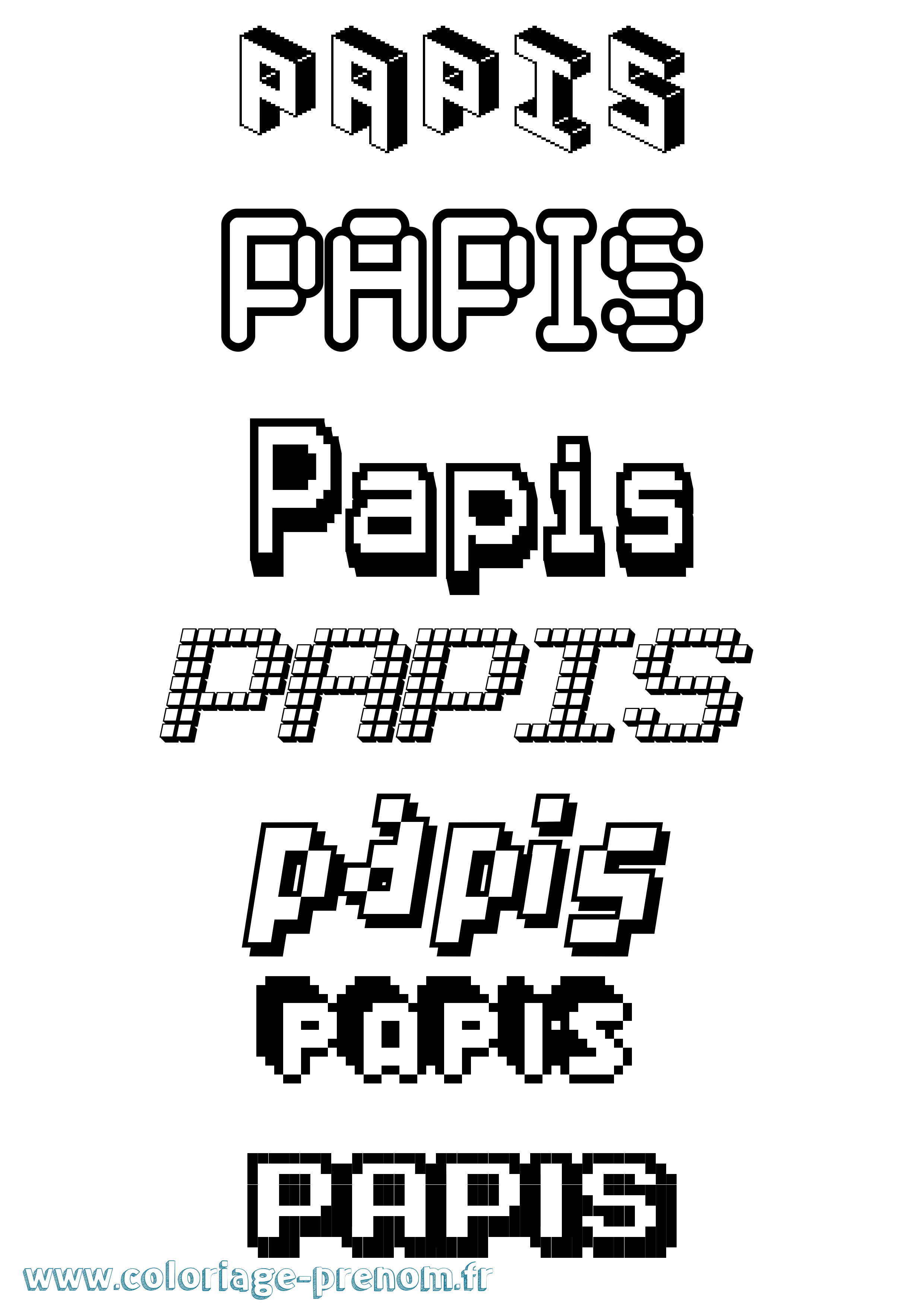 Coloriage prénom Papis Pixel