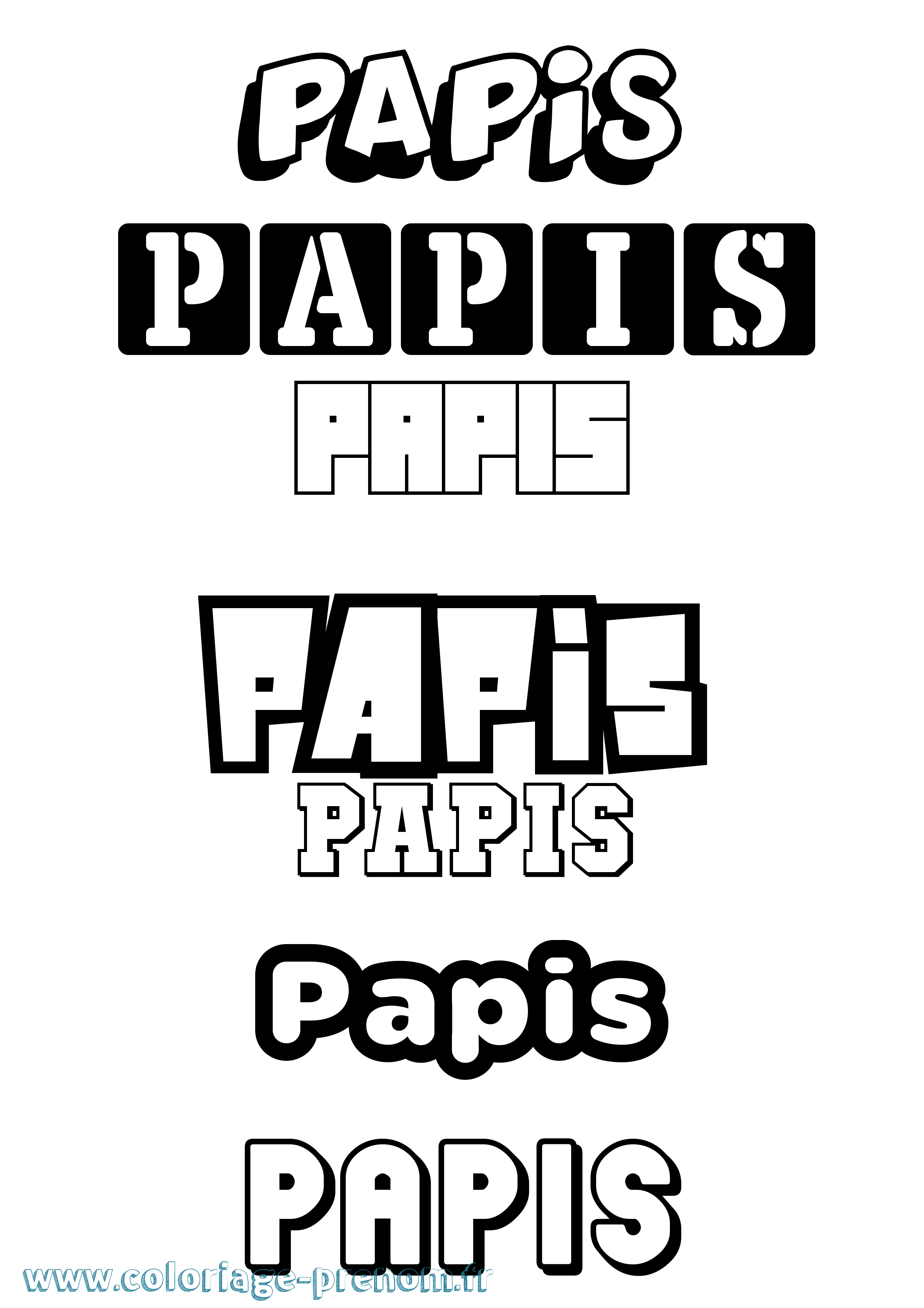 Coloriage prénom Papis Simple