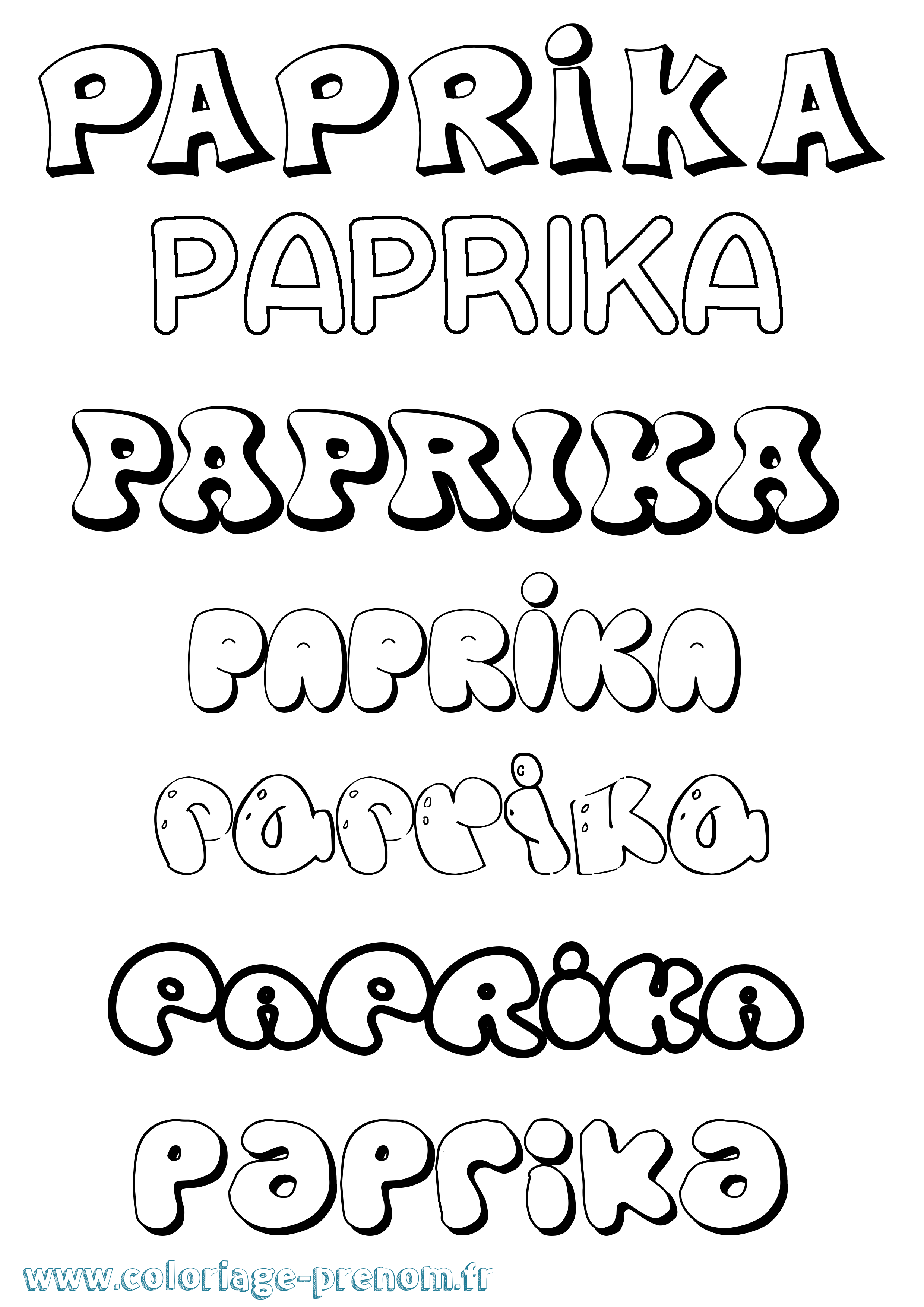Coloriage Paprika Bubble Coloriage prénom Paprika Bubble