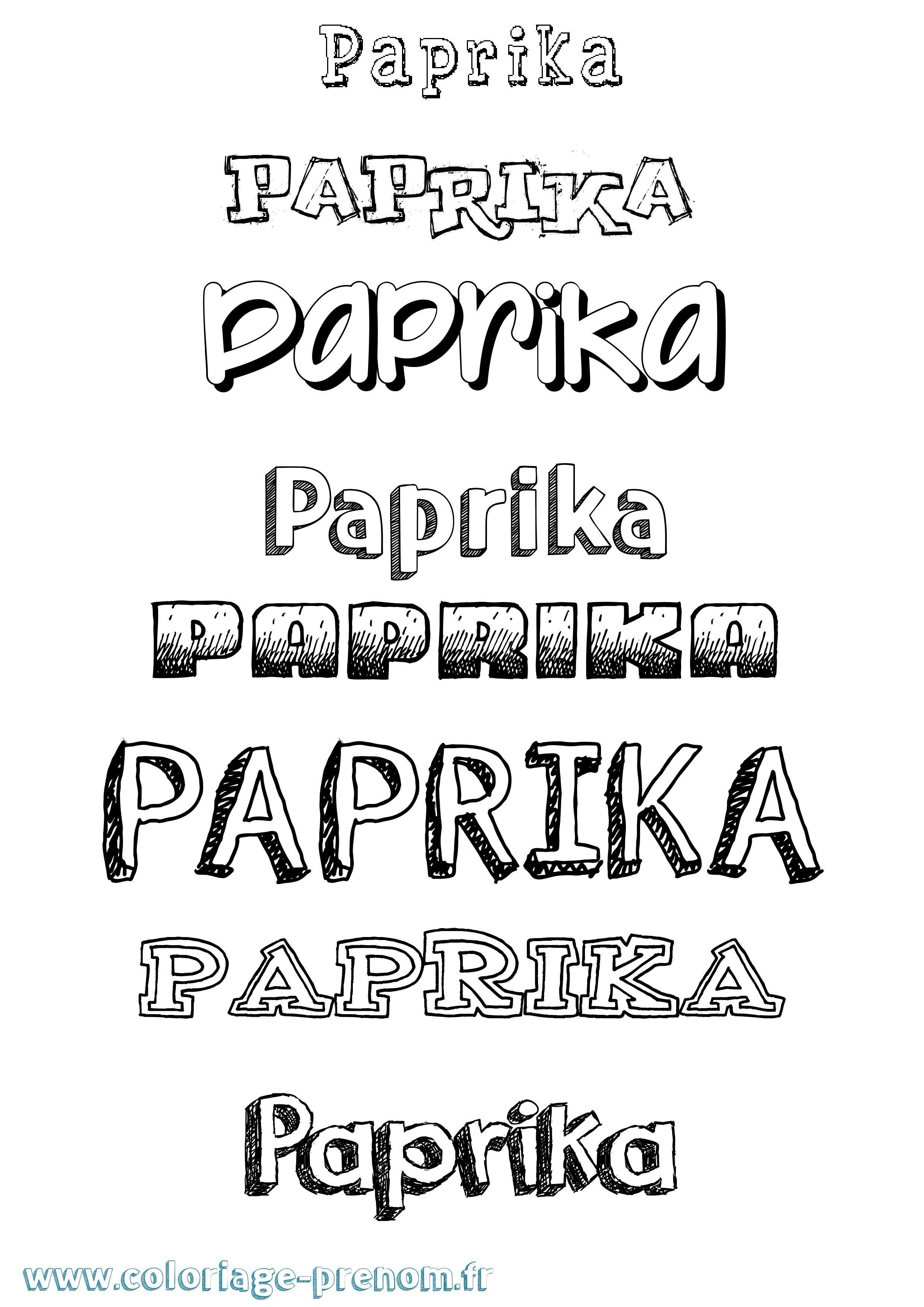 Coloriage Paprika Dessiné Coloriage prénom Paprika Dessiné