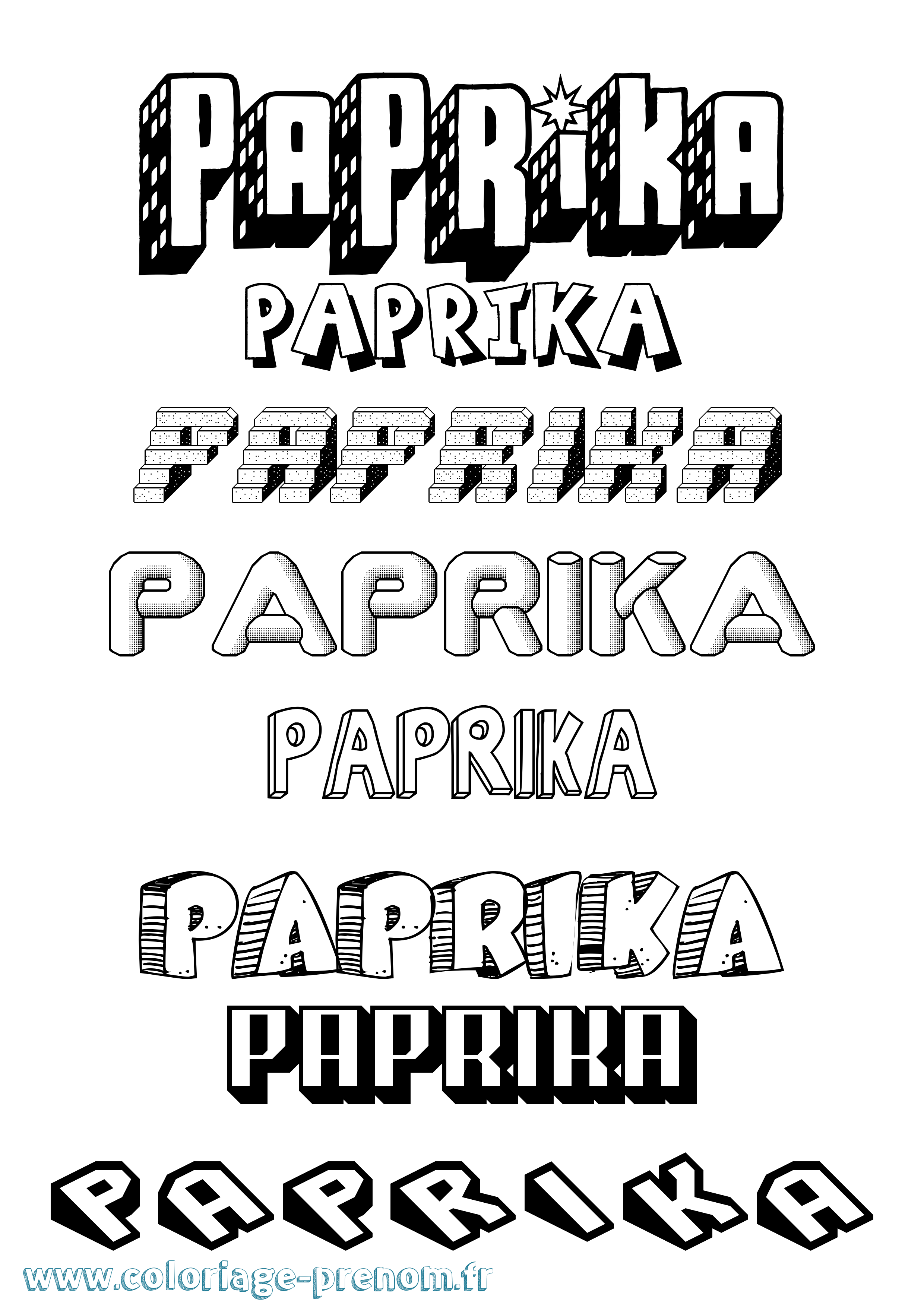 Coloriage Paprika Effet 3D Coloriage prénom Paprika Effet 3D