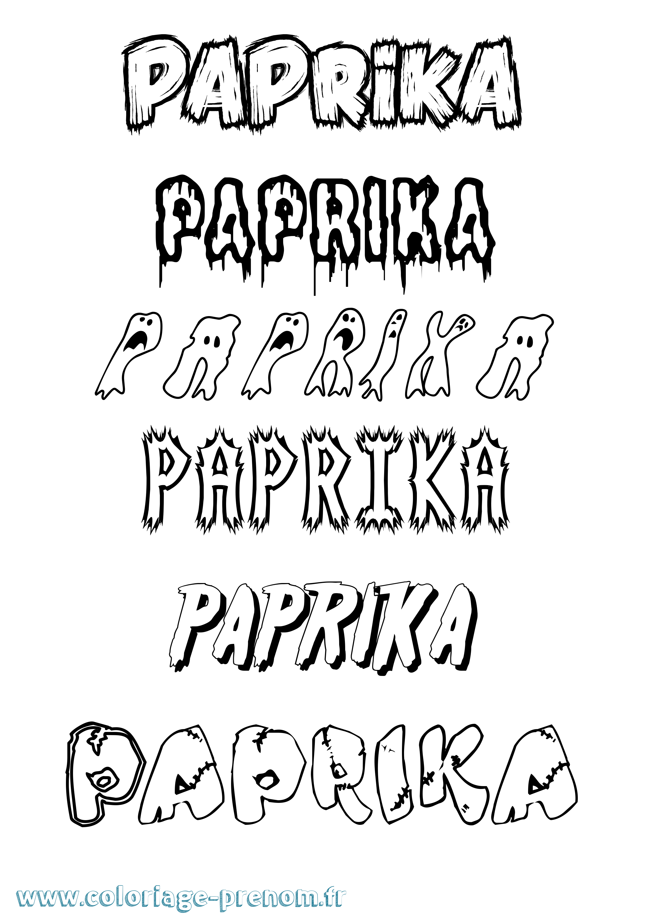 Coloriage Paprika Frisson Coloriage prénom Paprika Frisson