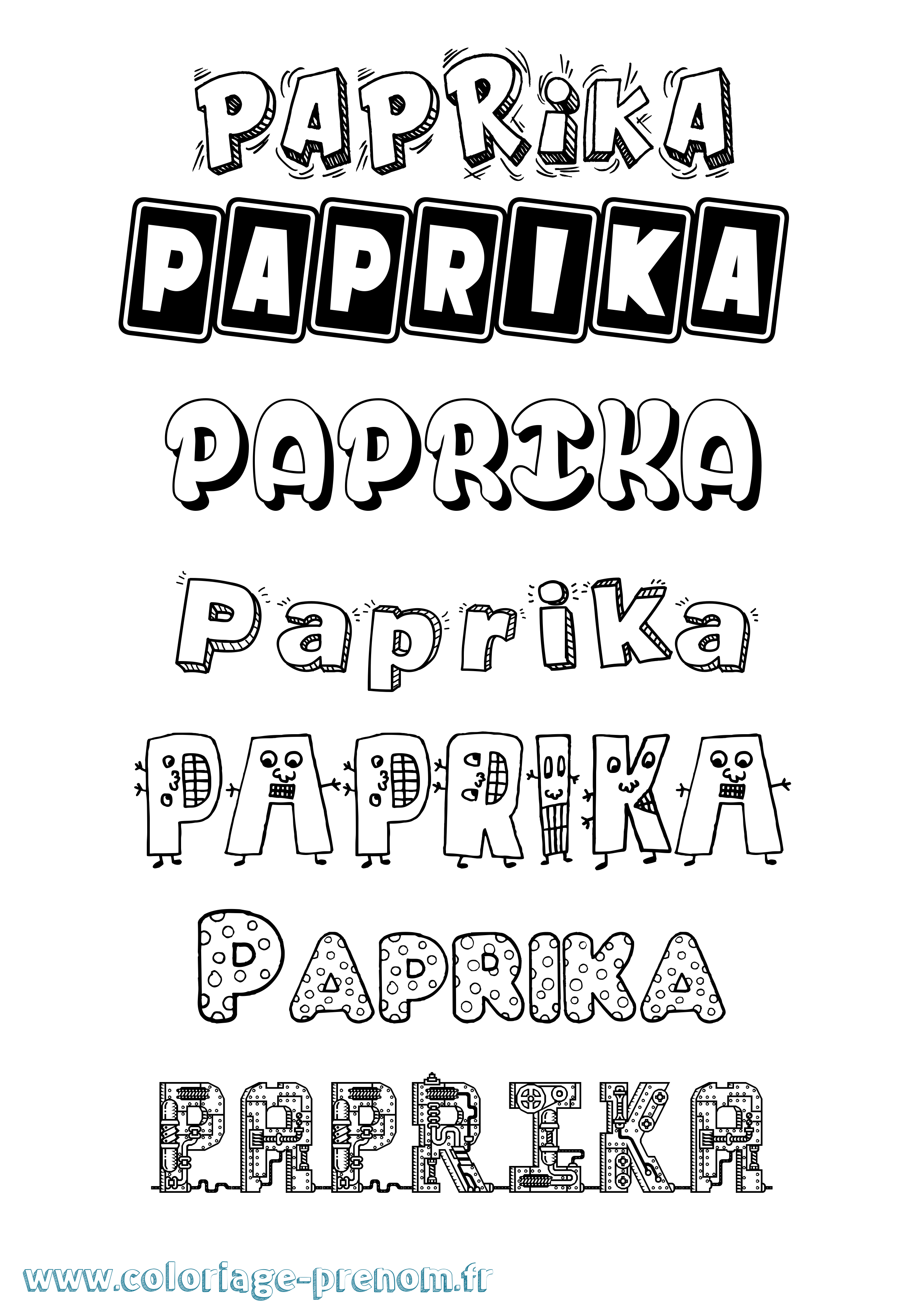 Coloriage prénom Paprika Fun