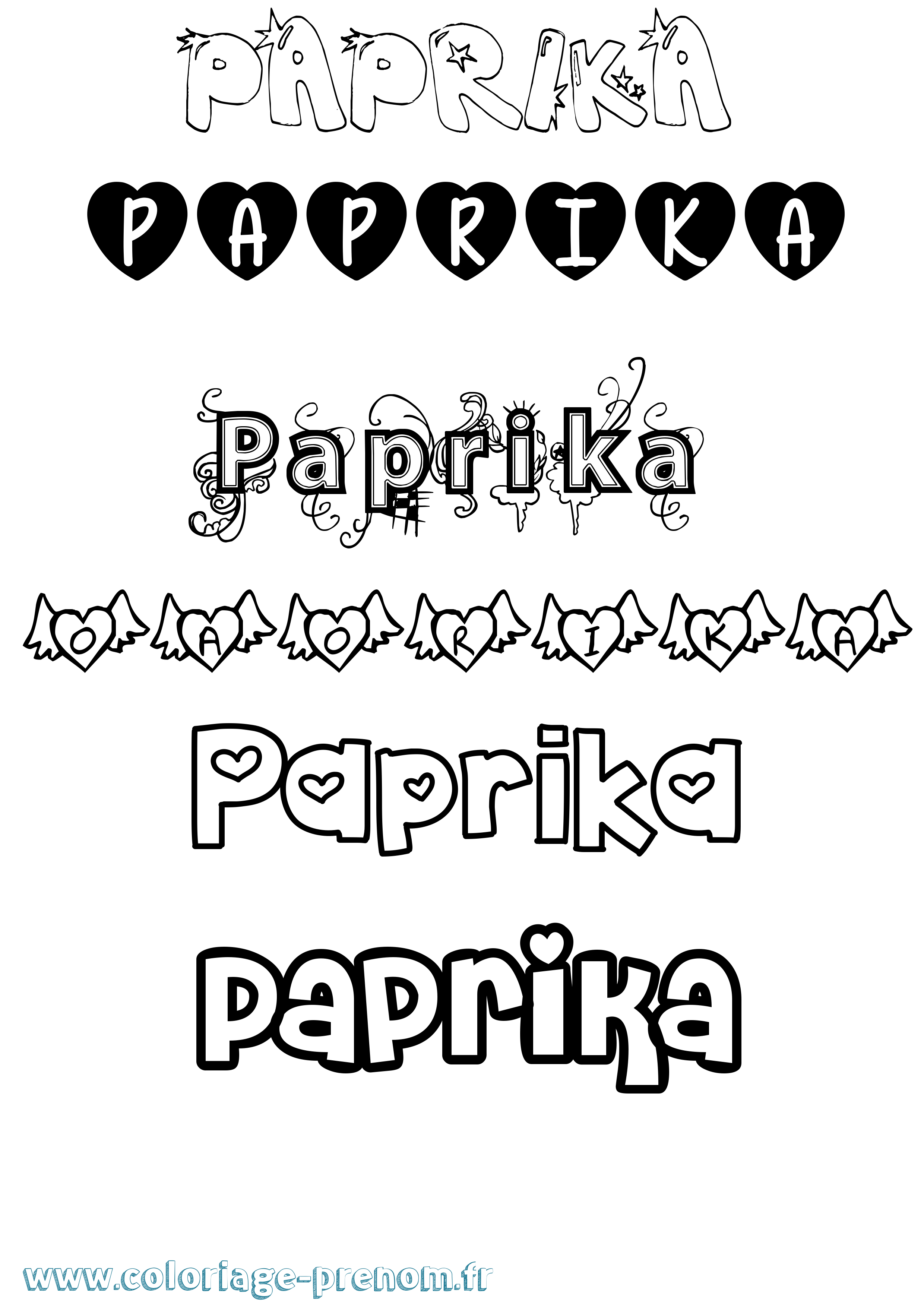 Coloriage prénom Paprika Girly