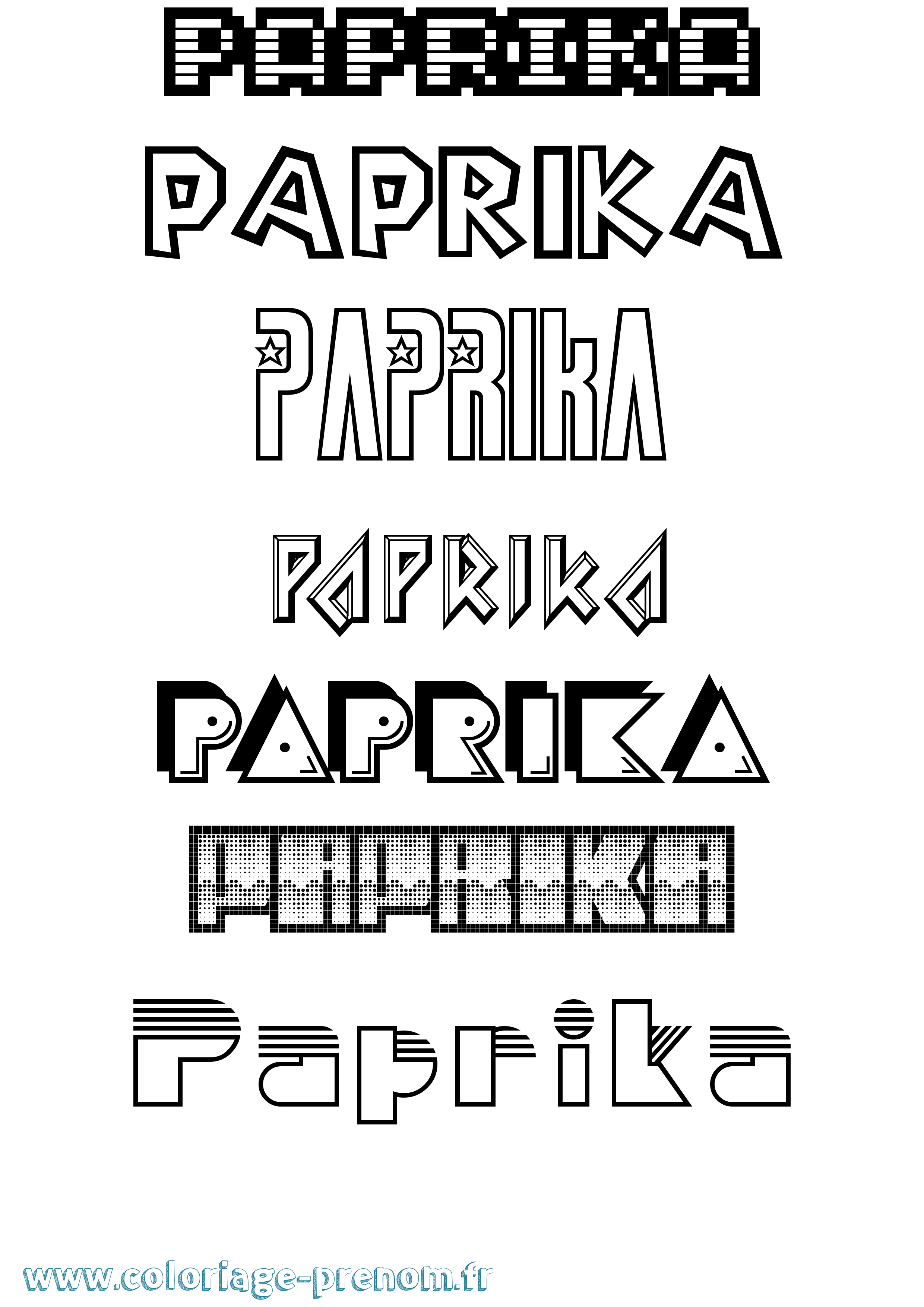 Coloriage prénom Paprika Jeux Vidéos