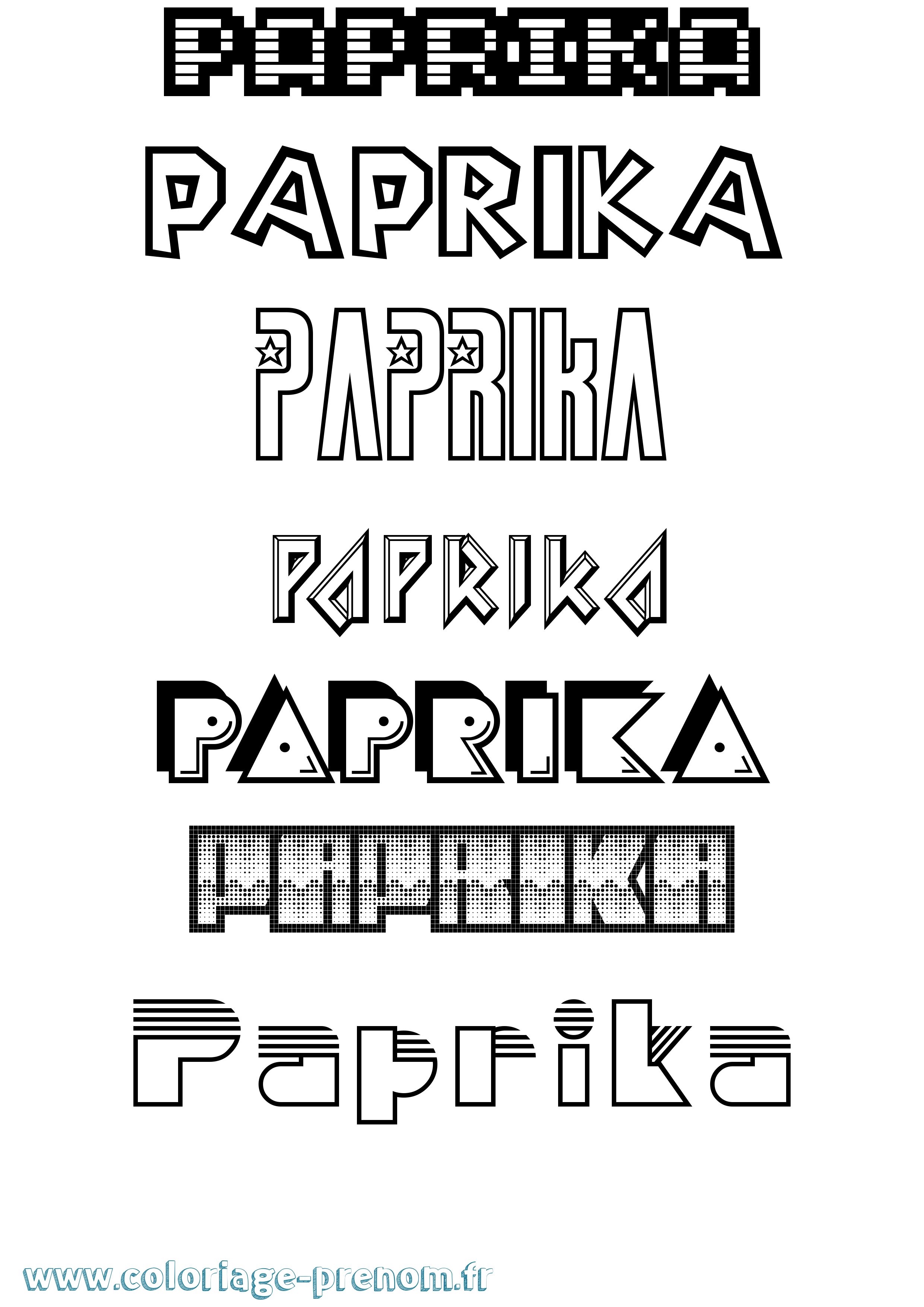 Coloriage Paprika Jeux Vidéos Coloriage prénom Paprika Jeux Vidéos
