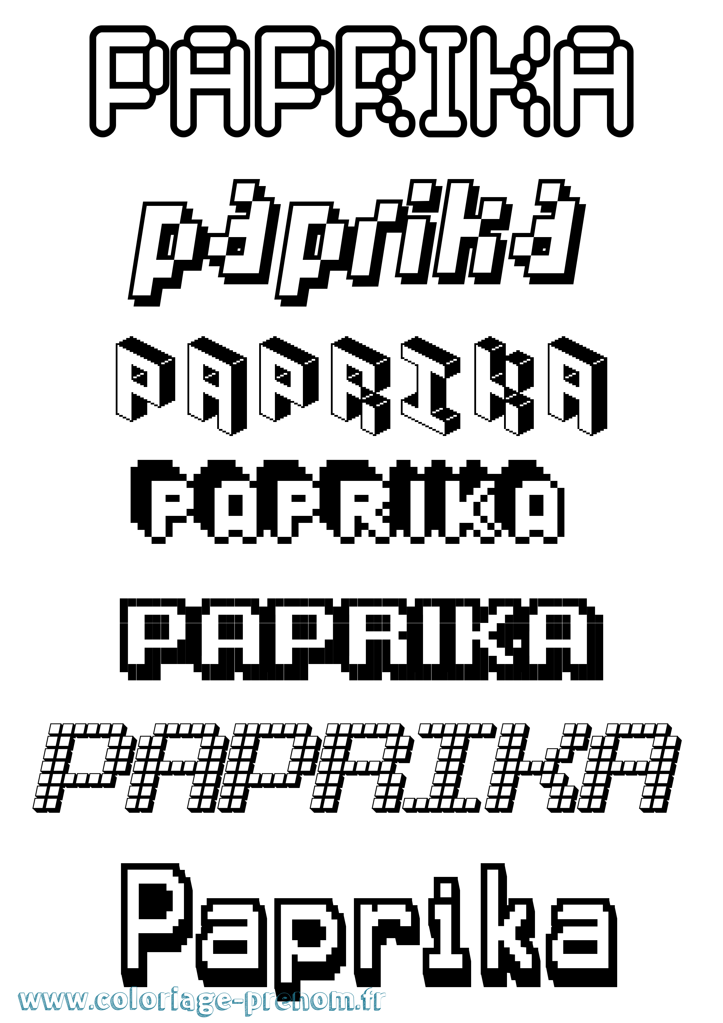Coloriage Paprika Pixel Coloriage prénom Paprika Pixel