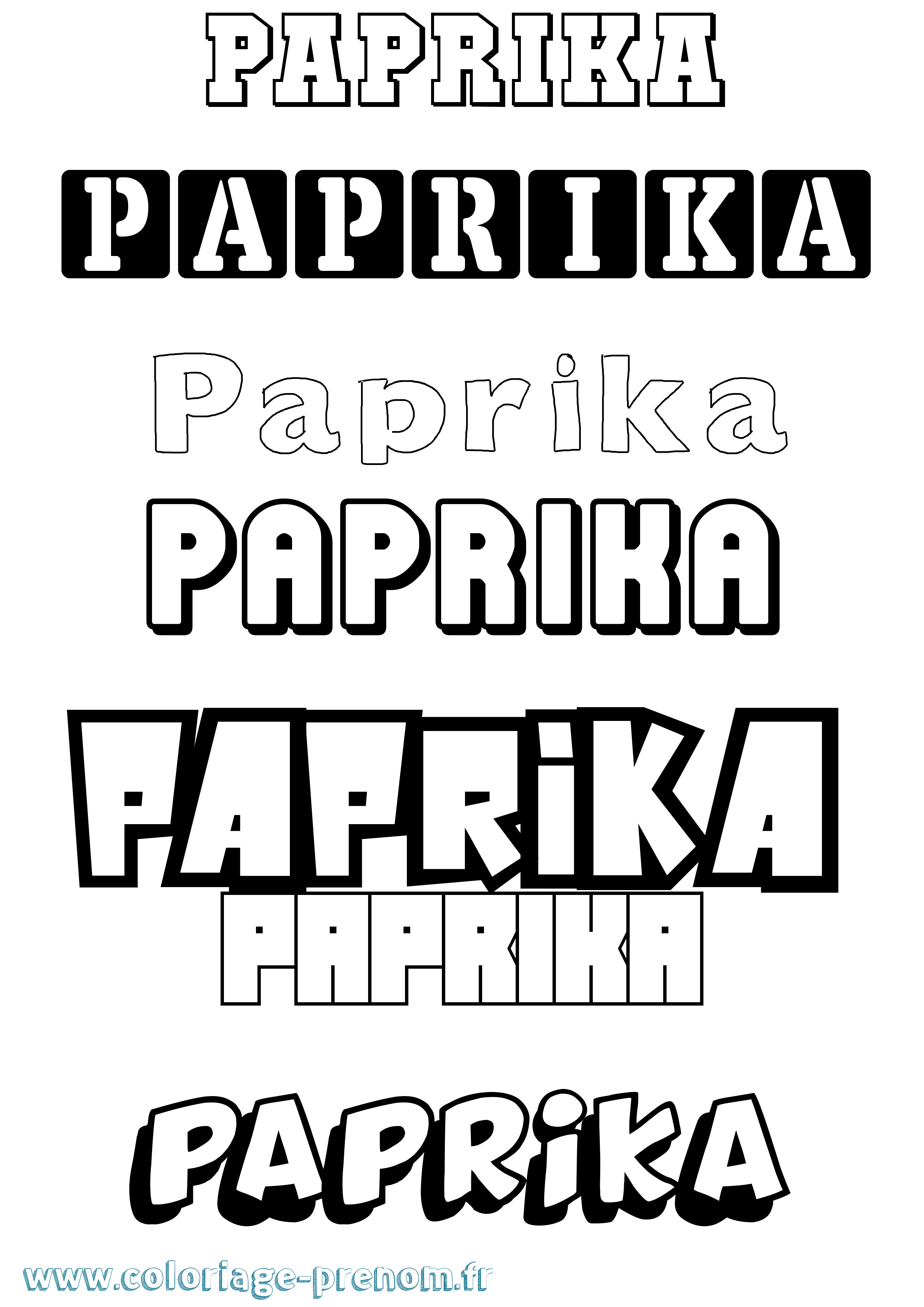 Coloriage Paprika Simple Coloriage prénom Paprika Simple