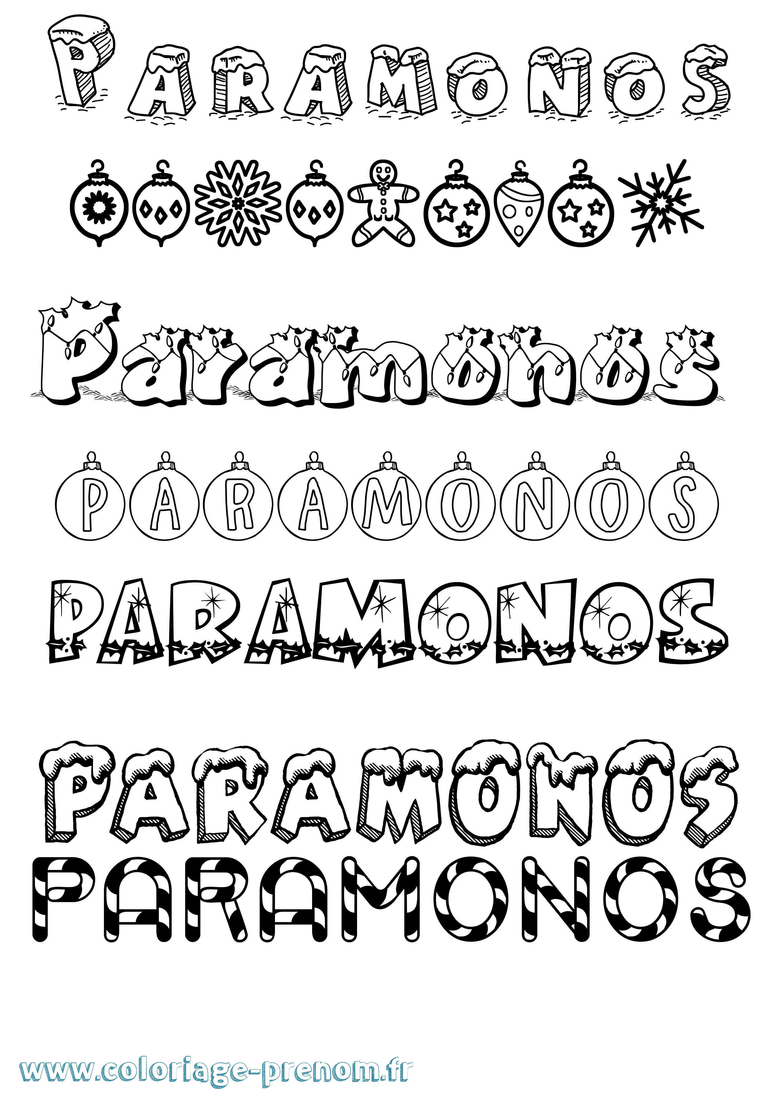 Coloriage prénom Paramonos Noël