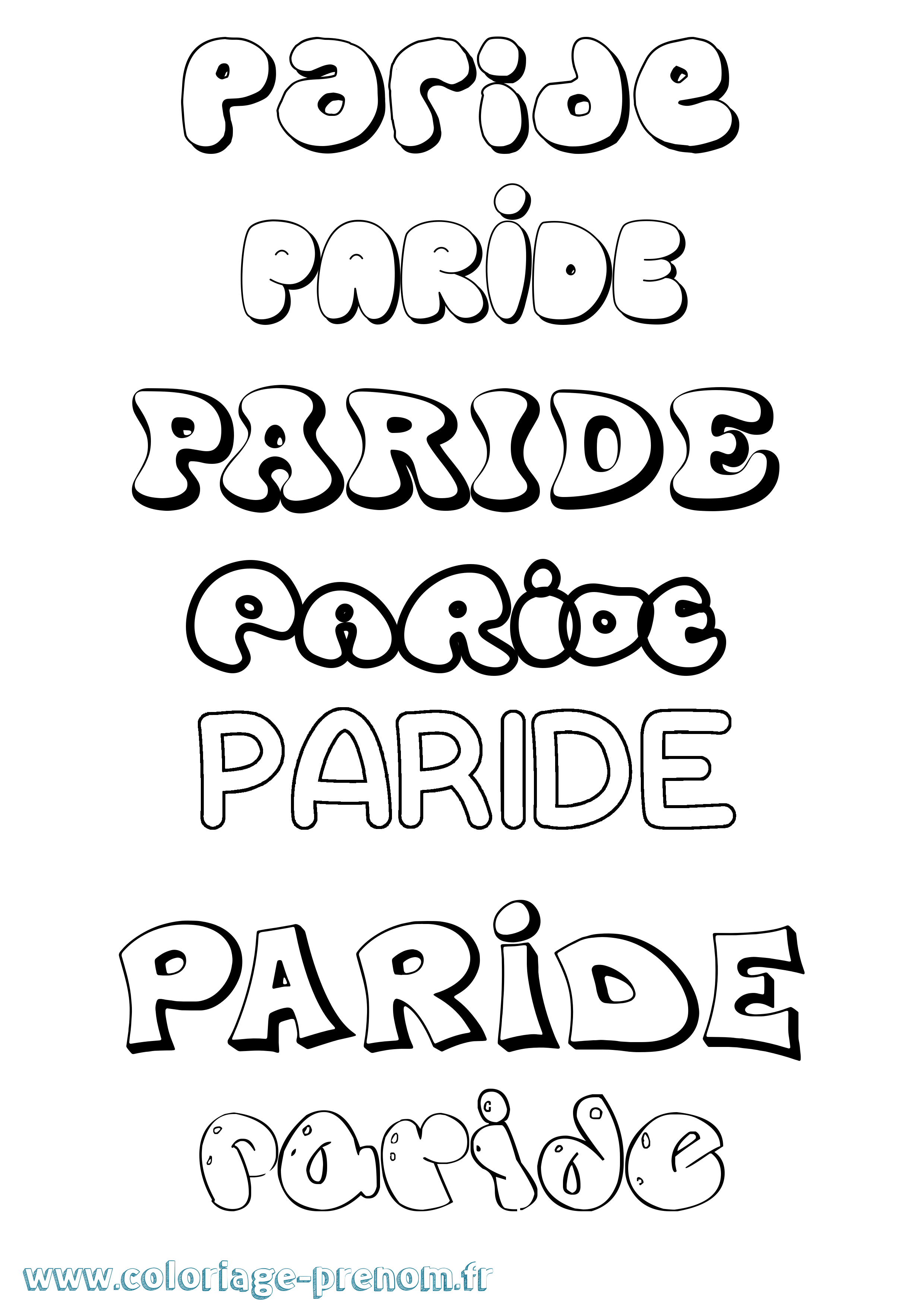 Coloriage Paride Bubble Coloriage prénom Paride Bubble