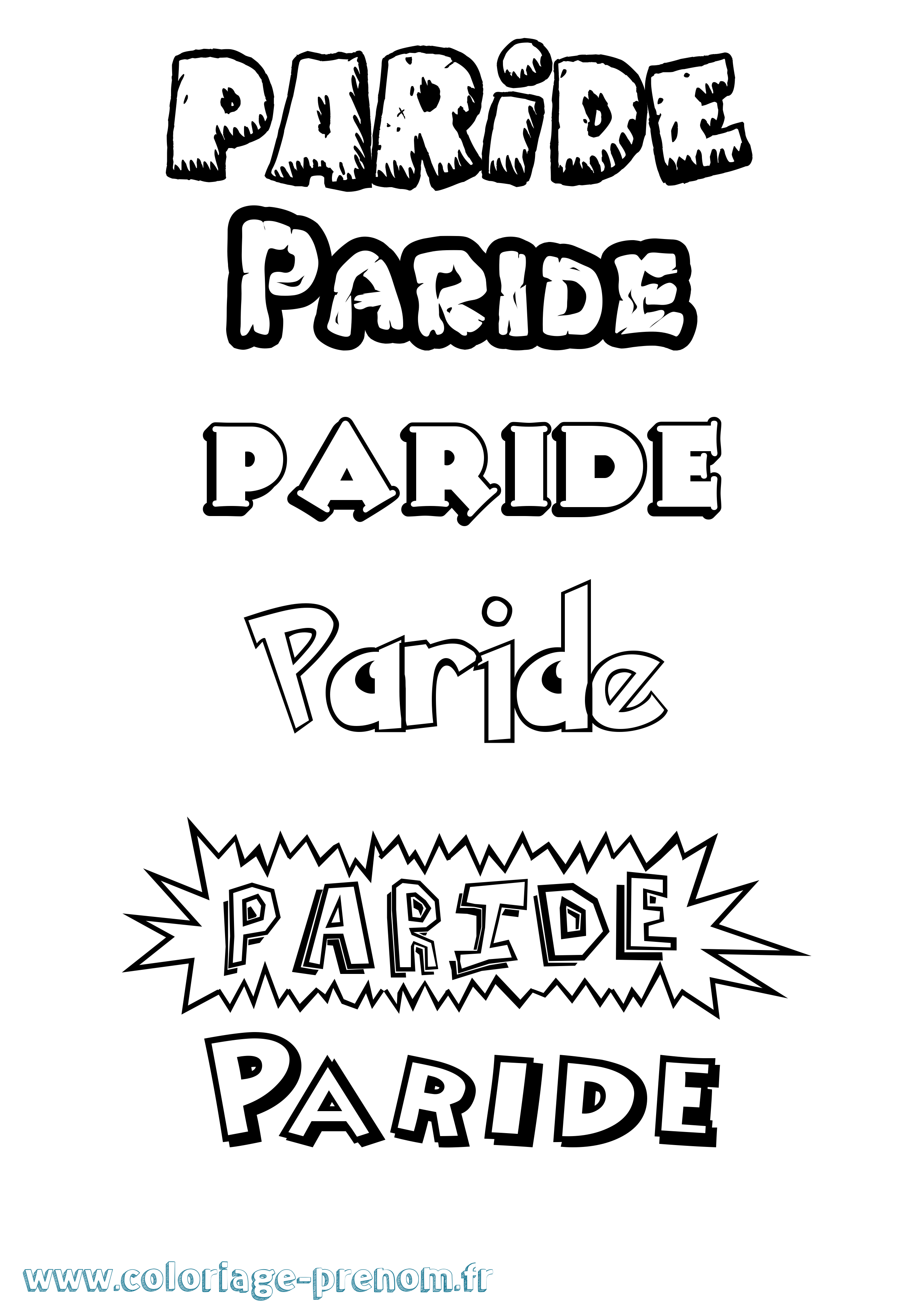 Coloriage Paride Dessin Animé Coloriage prénom Paride Dessin Animé