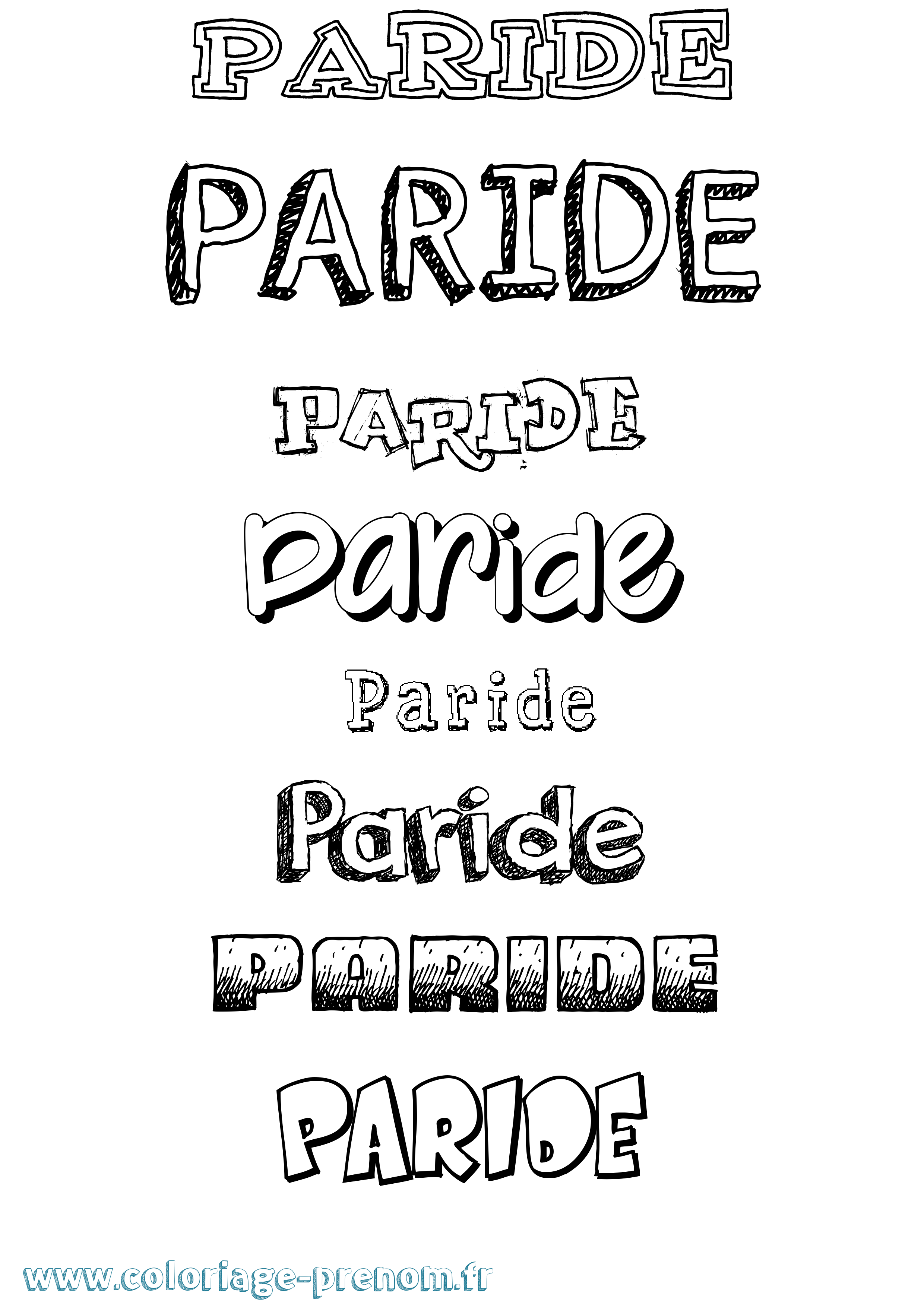 Coloriage Paride Dessiné Coloriage prénom Paride Dessiné