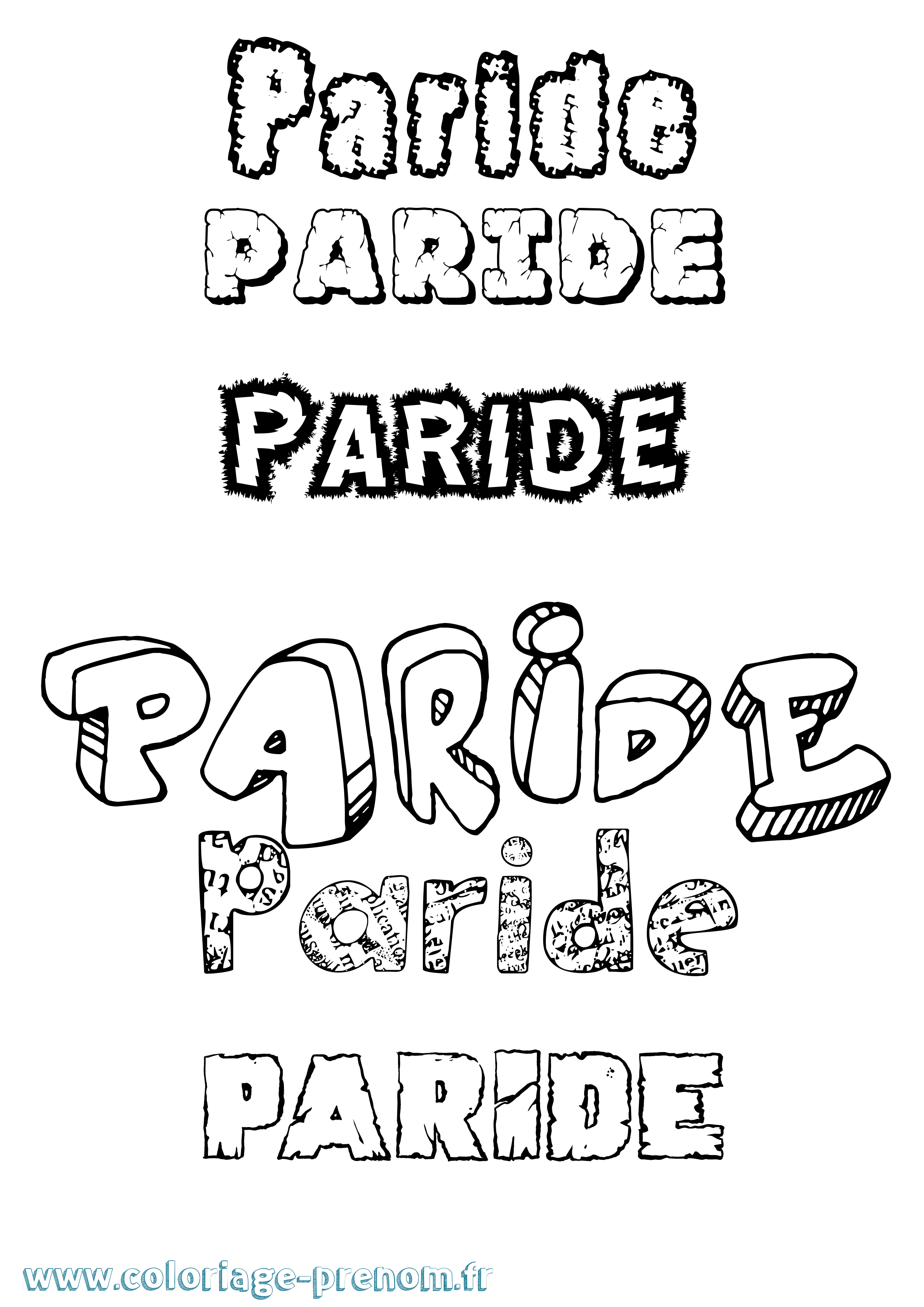 Coloriage Paride Destructuré Coloriage prénom Paride Destructuré
