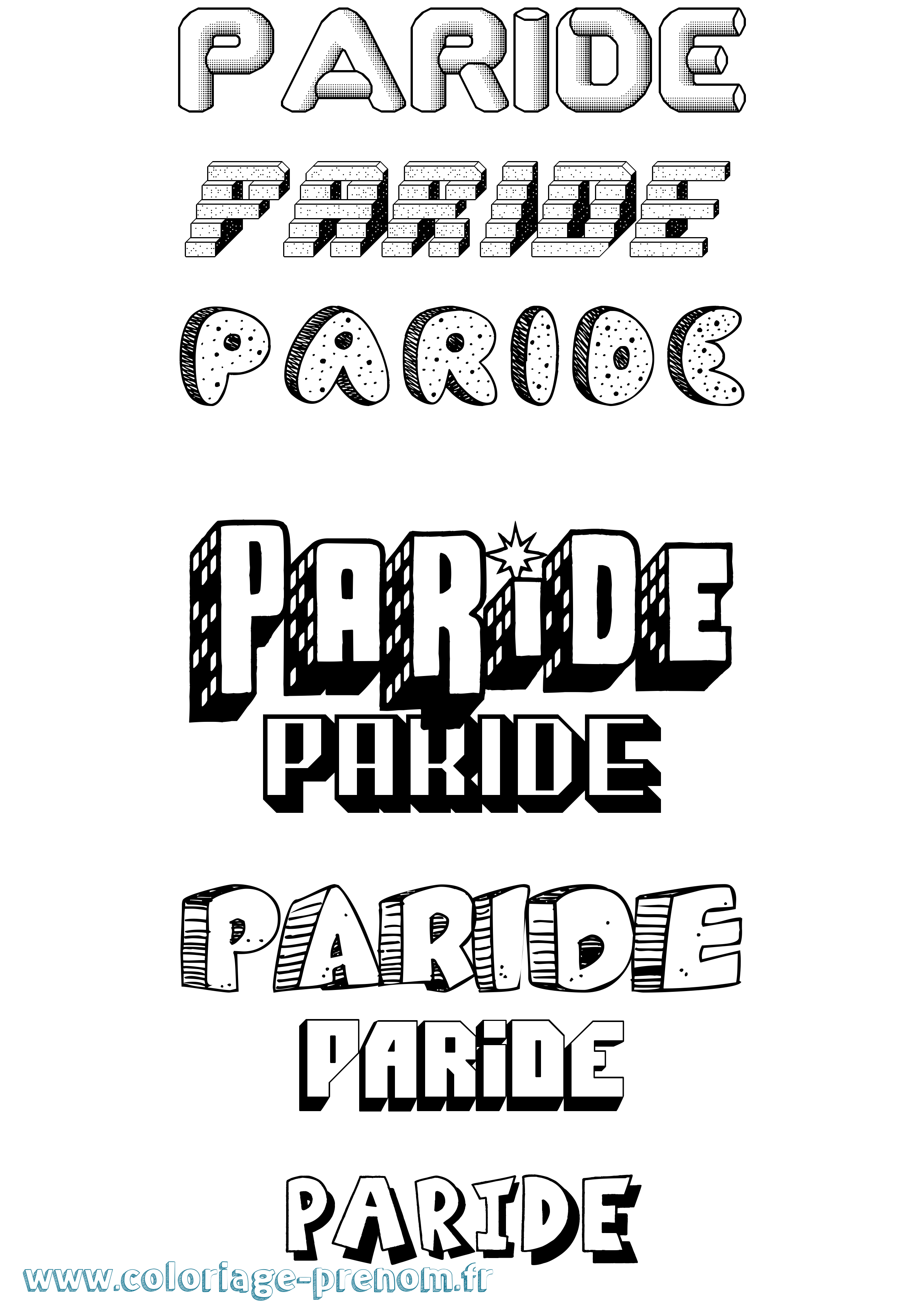 Coloriage Paride Effet 3D Coloriage prénom Paride Effet 3D