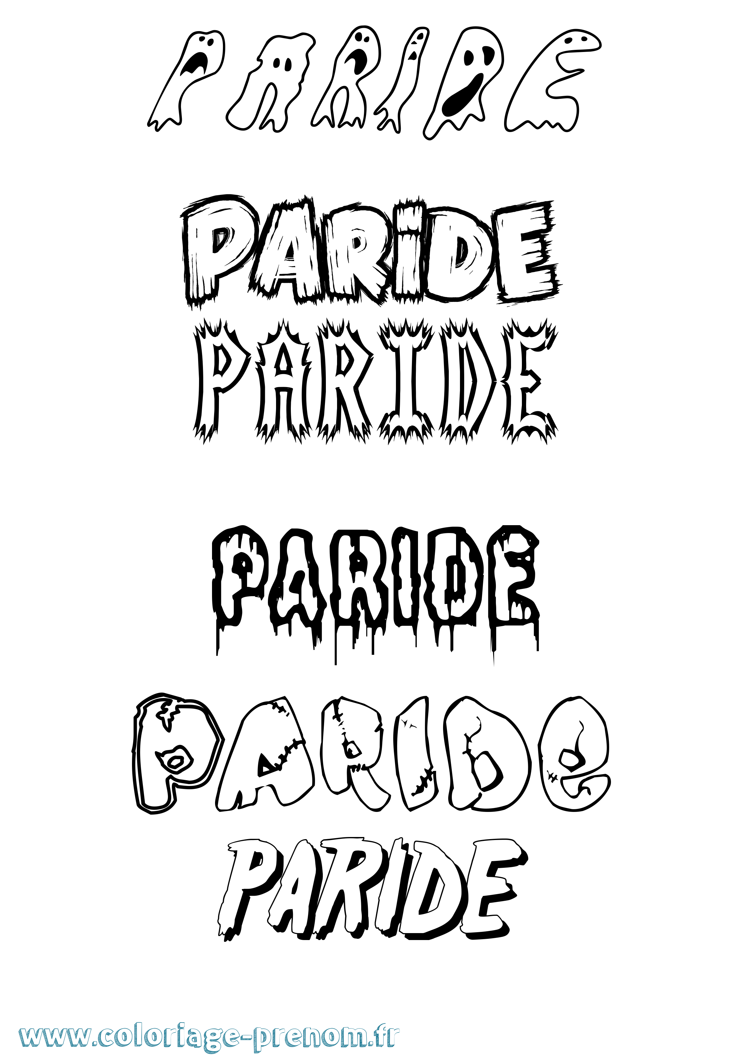 Coloriage Paride Frisson Coloriage prénom Paride Frisson