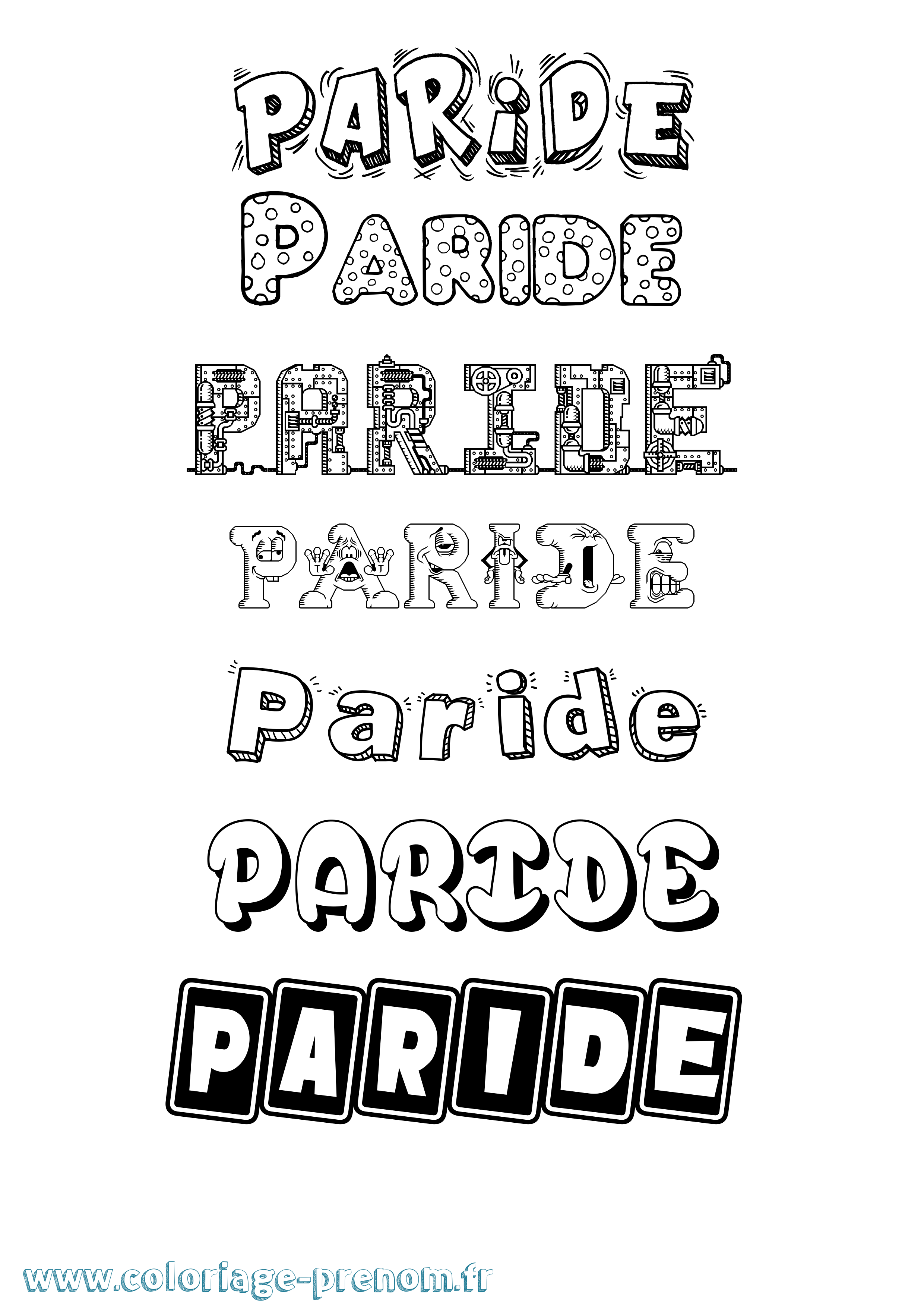 Coloriage Paride Fun Coloriage prénom Paride Fun