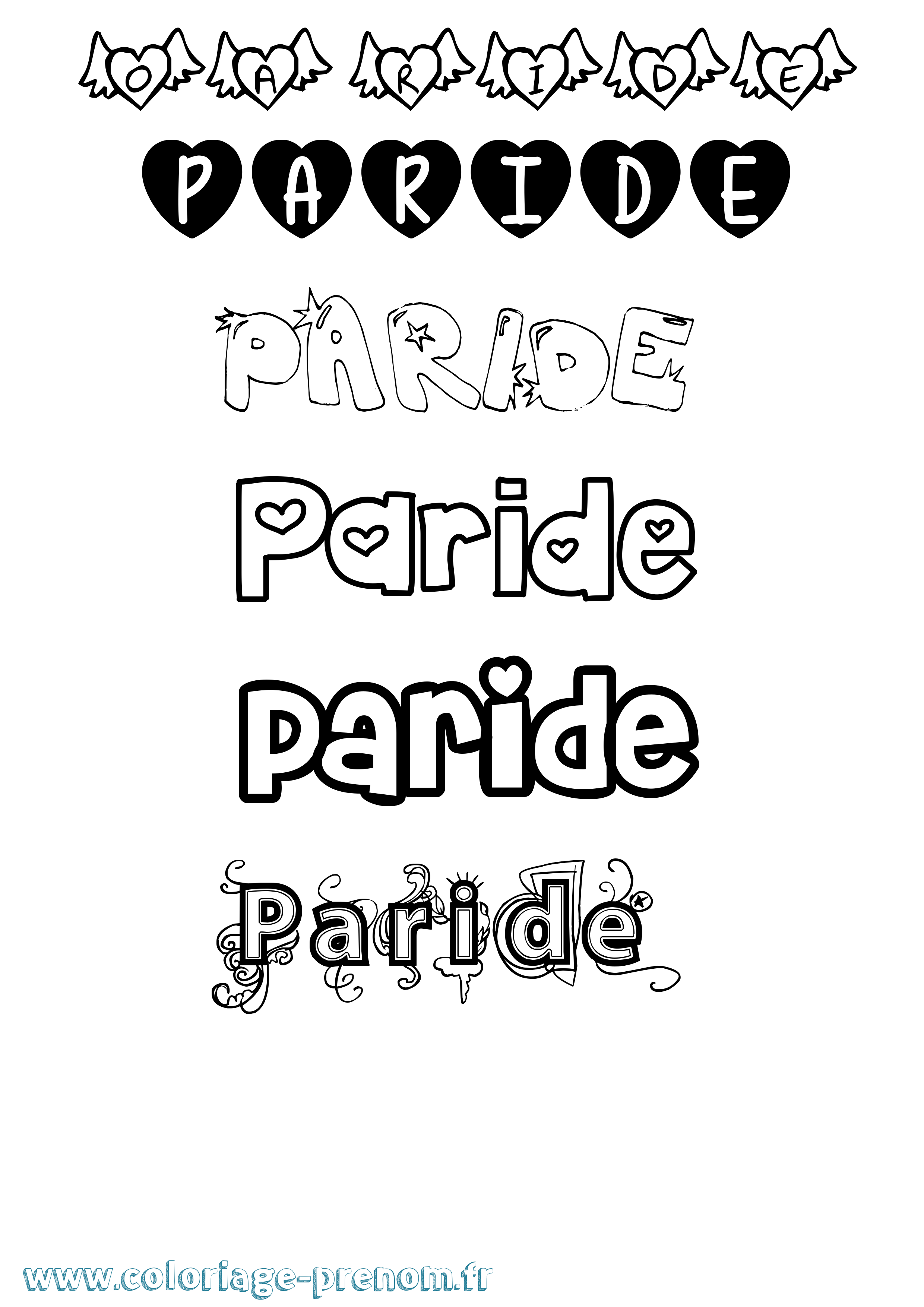 Coloriage Paride Girly Coloriage prénom Paride Girly