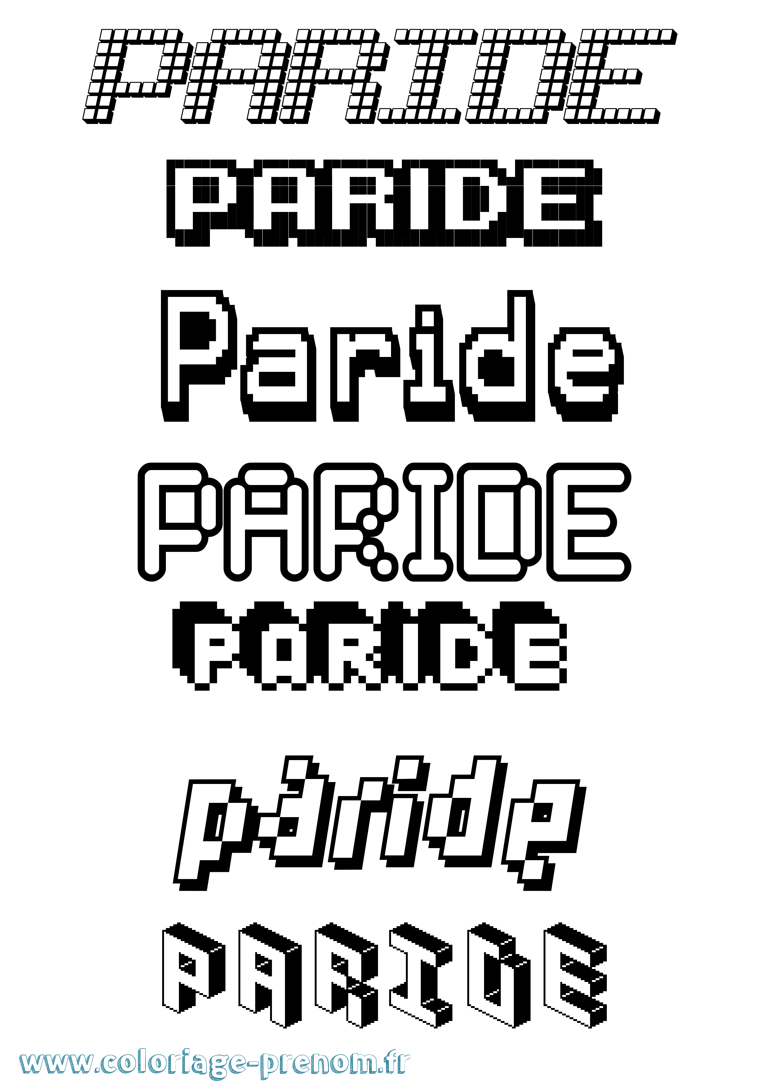 Coloriage Paride Pixel Coloriage prénom Paride Pixel