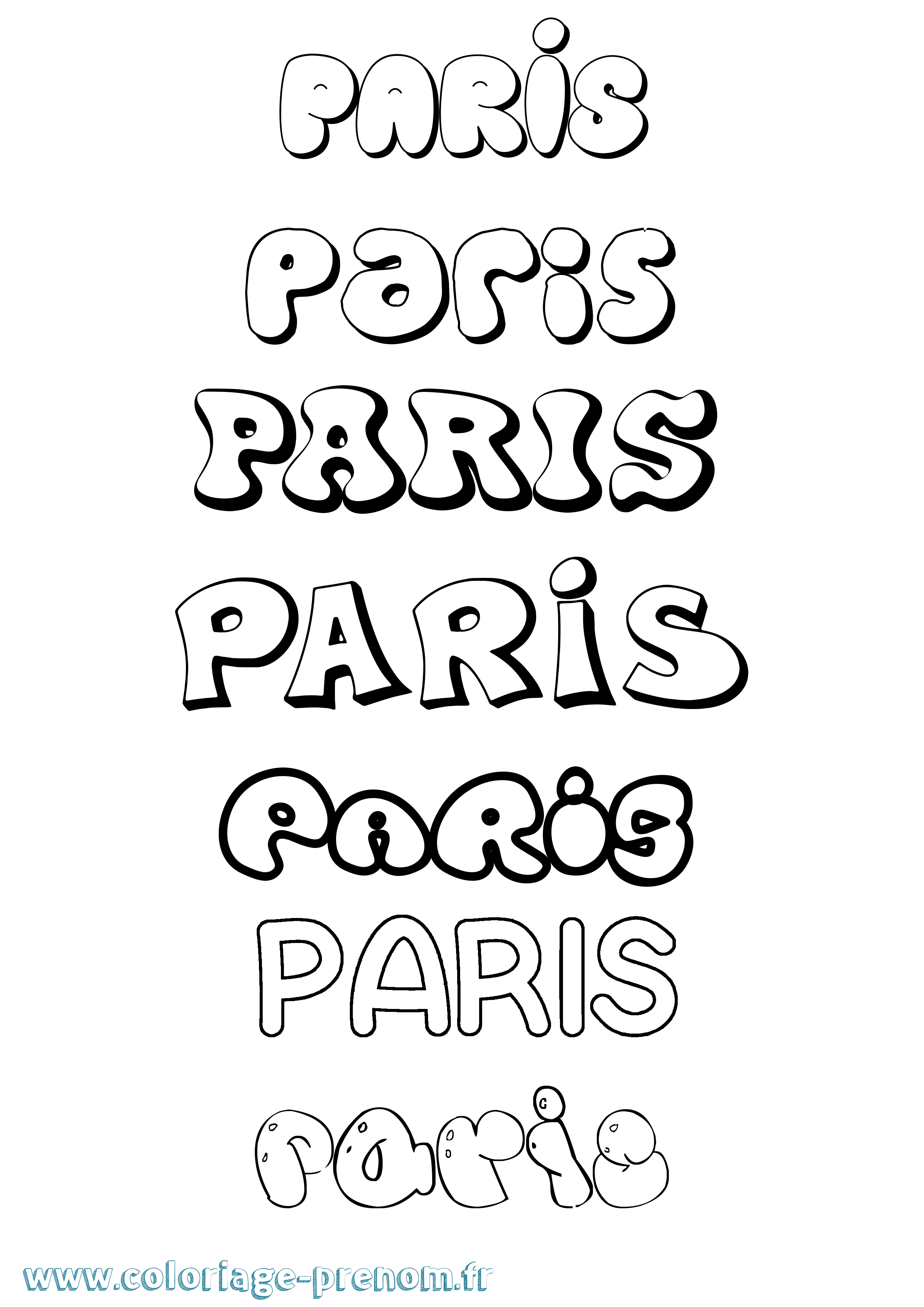 Coloriage prénom Paris Bubble