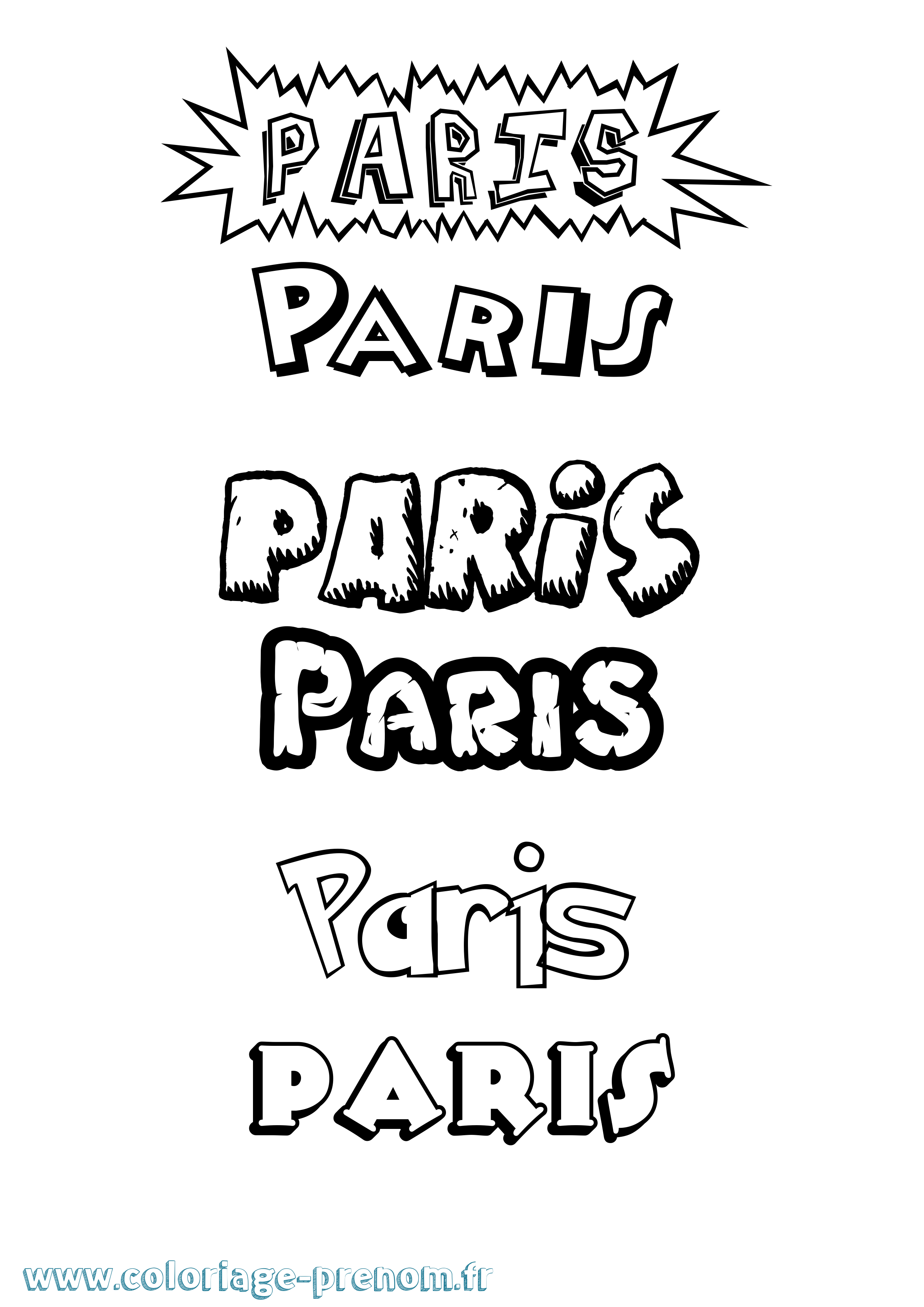 Coloriage prénom Paris Dessin Animé