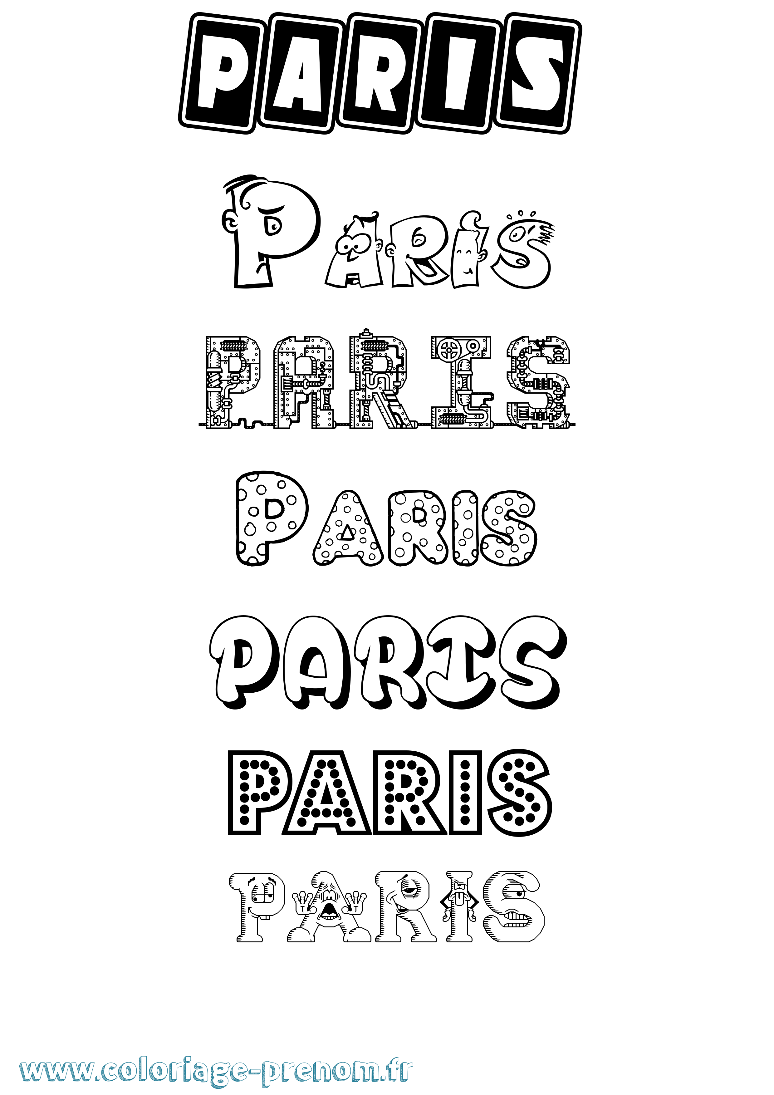 Coloriage prénom Paris Fun