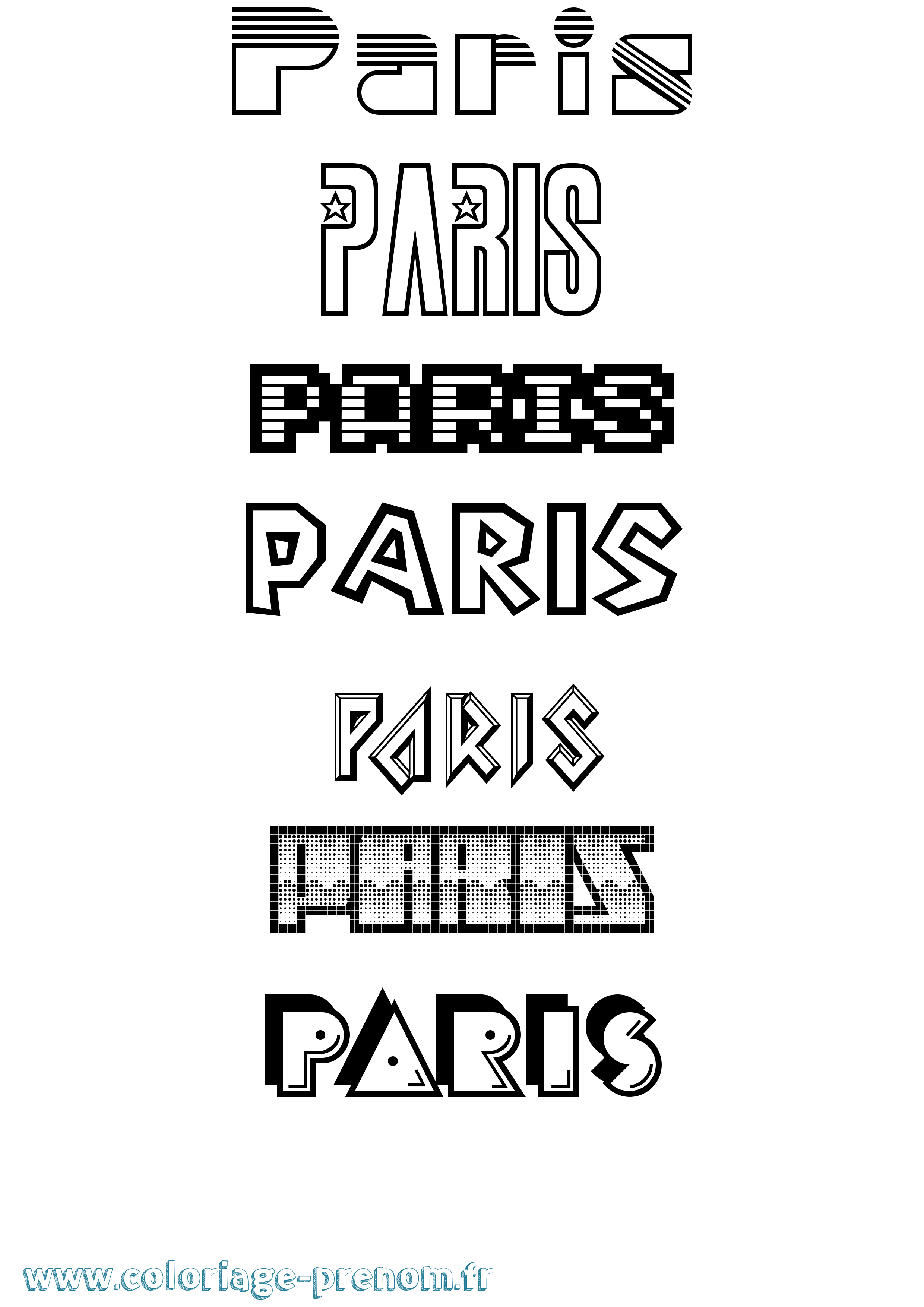 Coloriage prénom Paris Jeux Vidéos