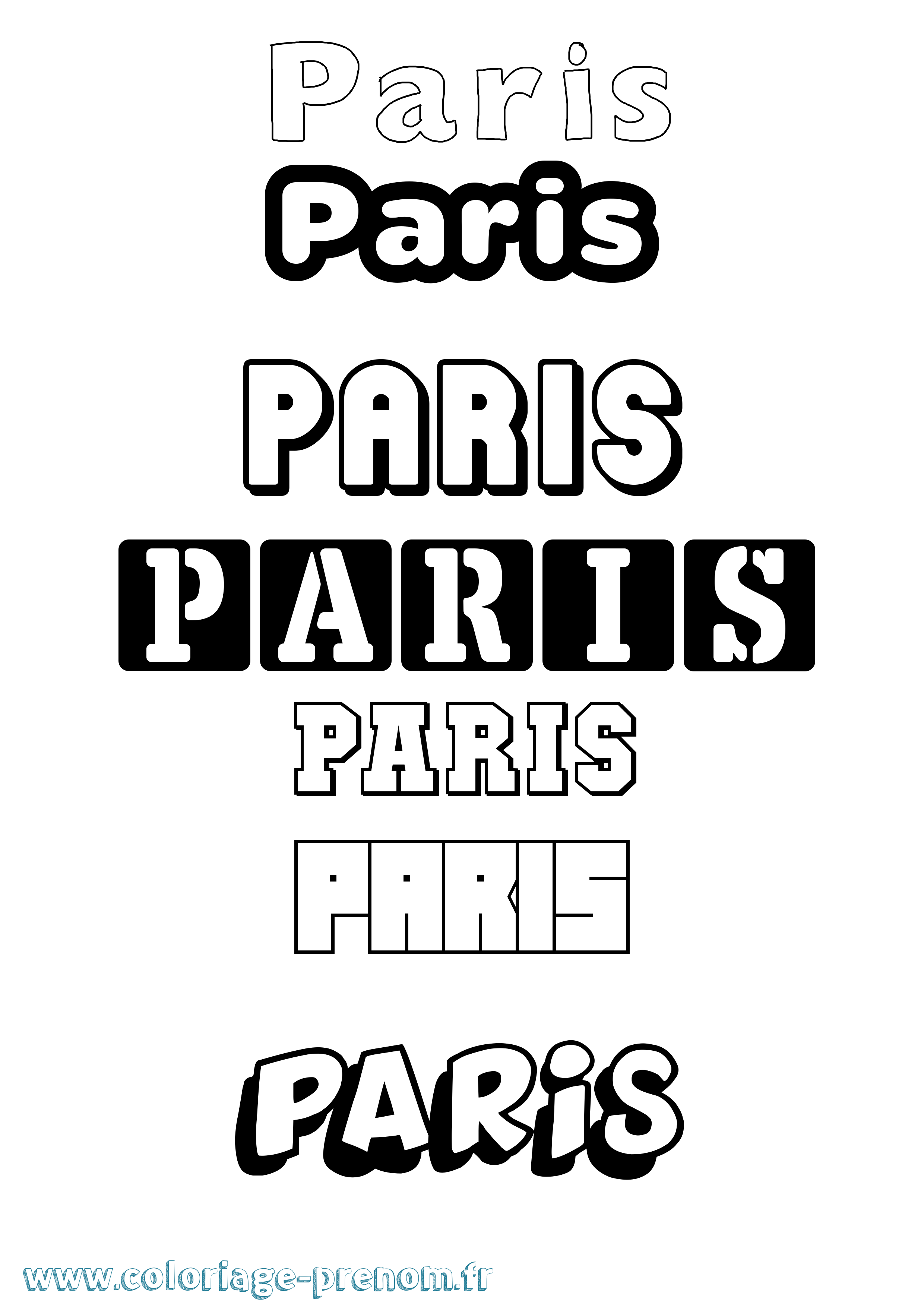Coloriage prénom Paris Simple