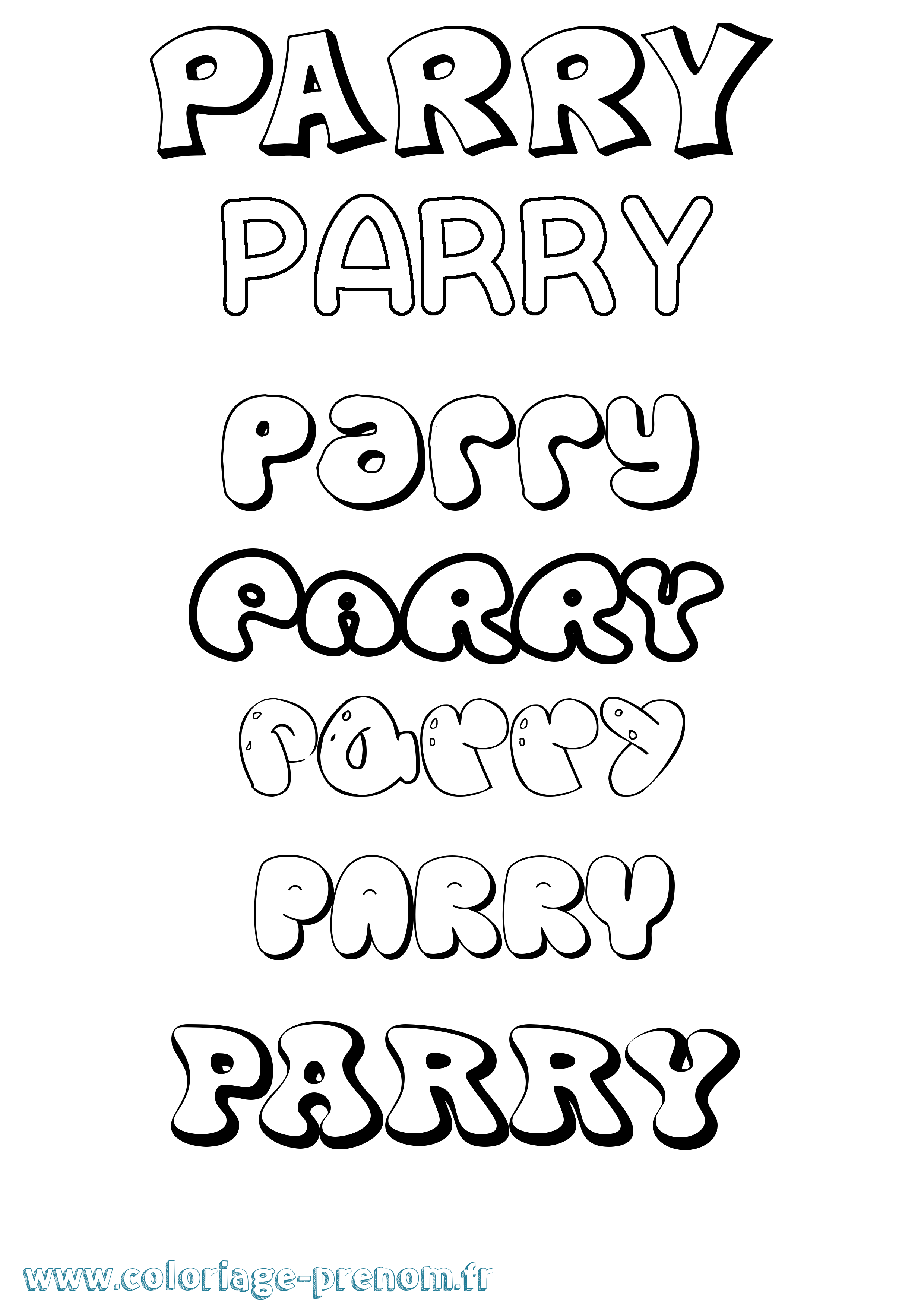 Coloriage prénom Parry Bubble