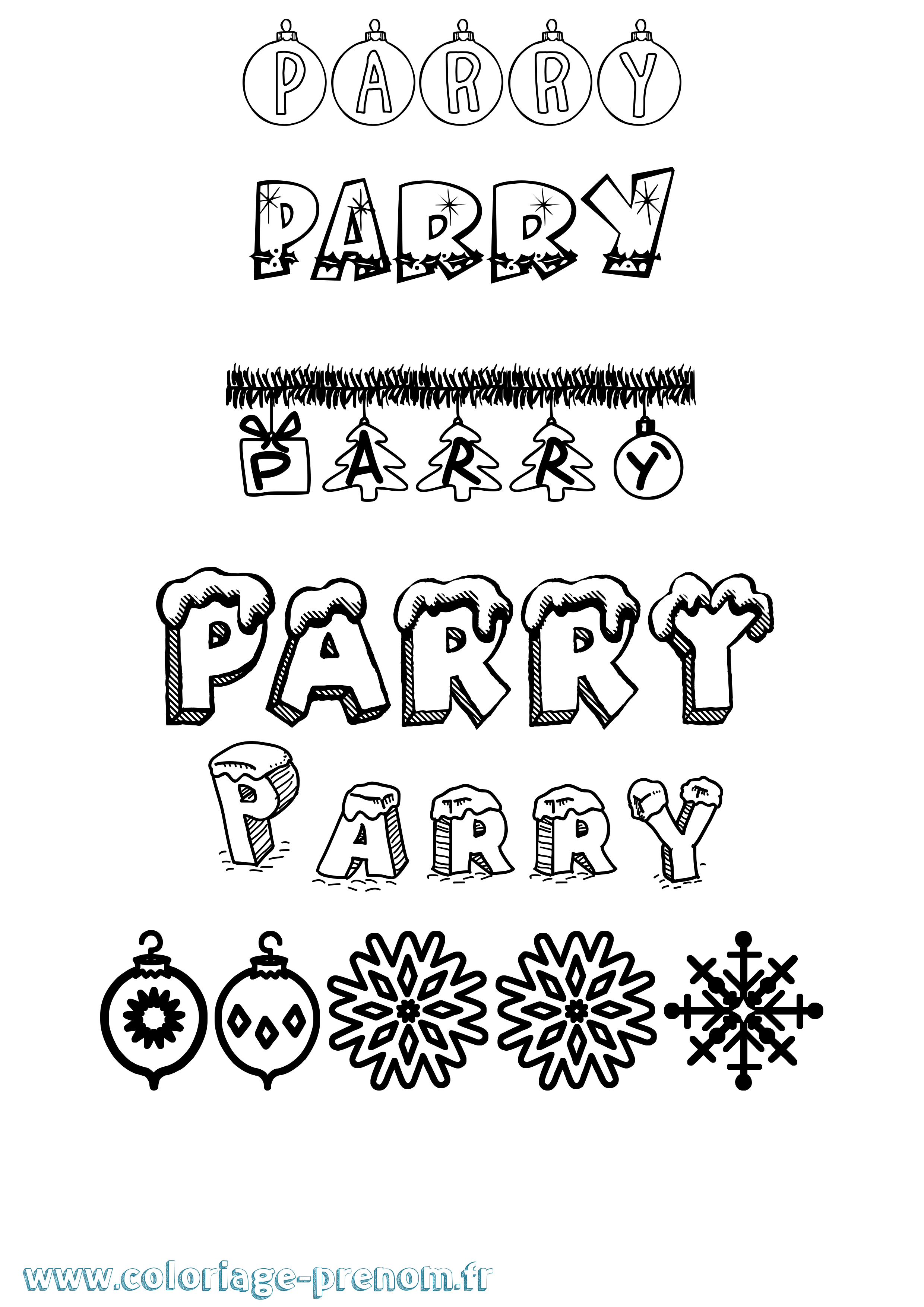 Coloriage prénom Parry Noël