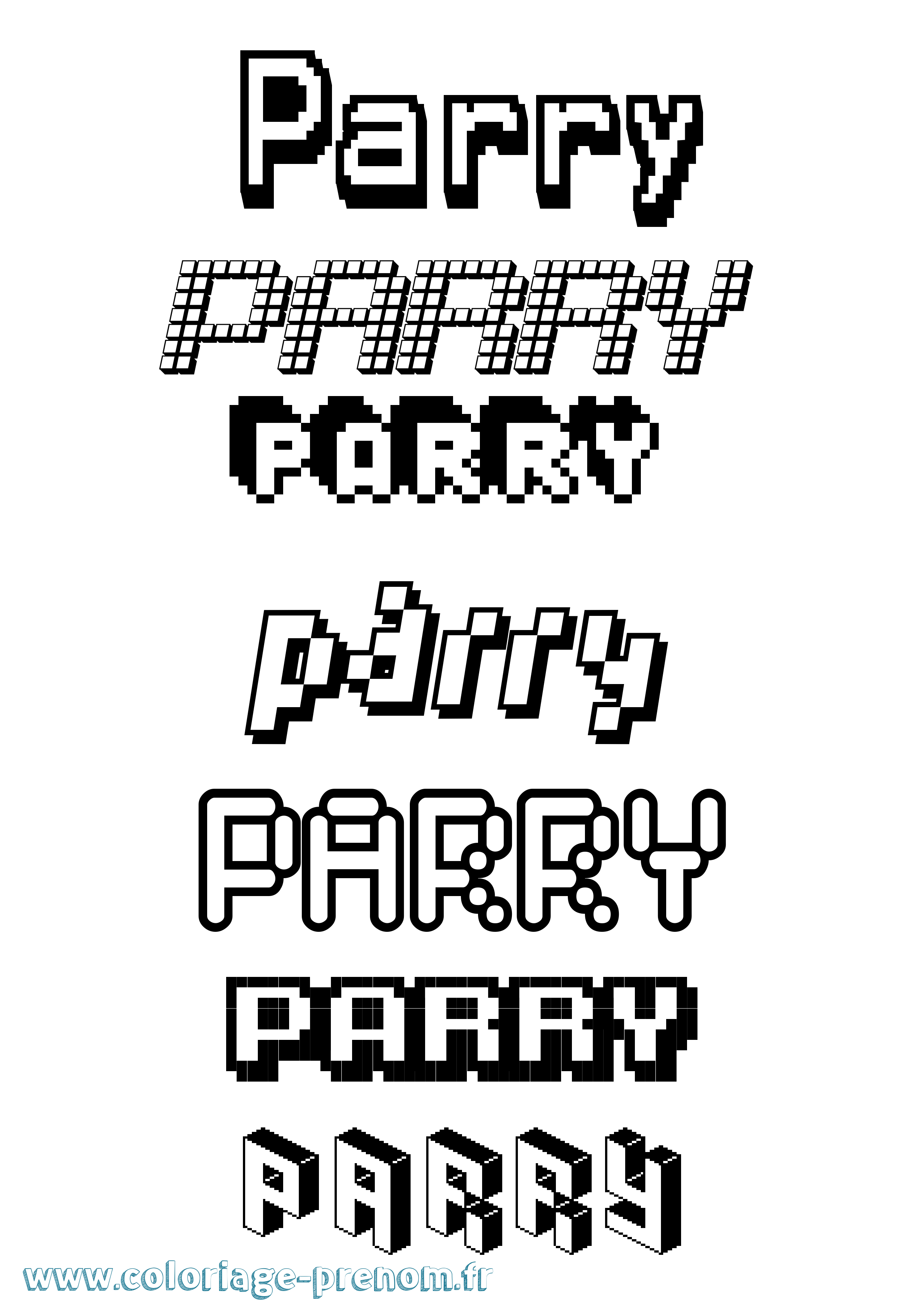 Coloriage prénom Parry Pixel