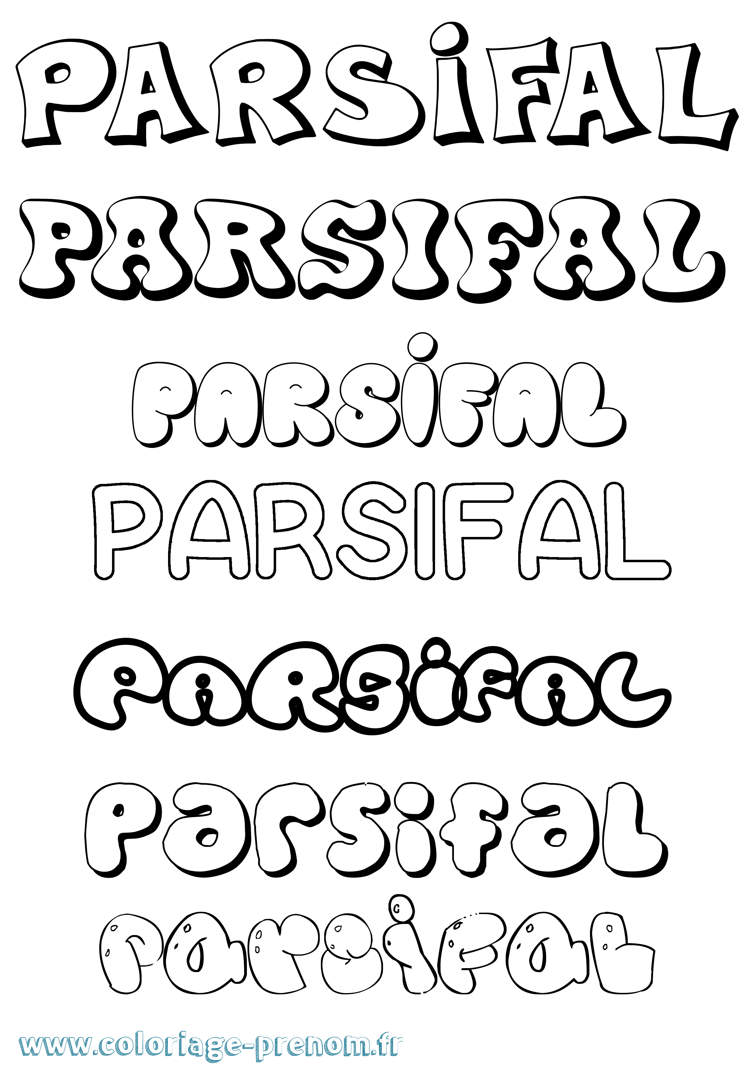 Coloriage Parsifal Bubble Coloriage prénom Parsifal Bubble