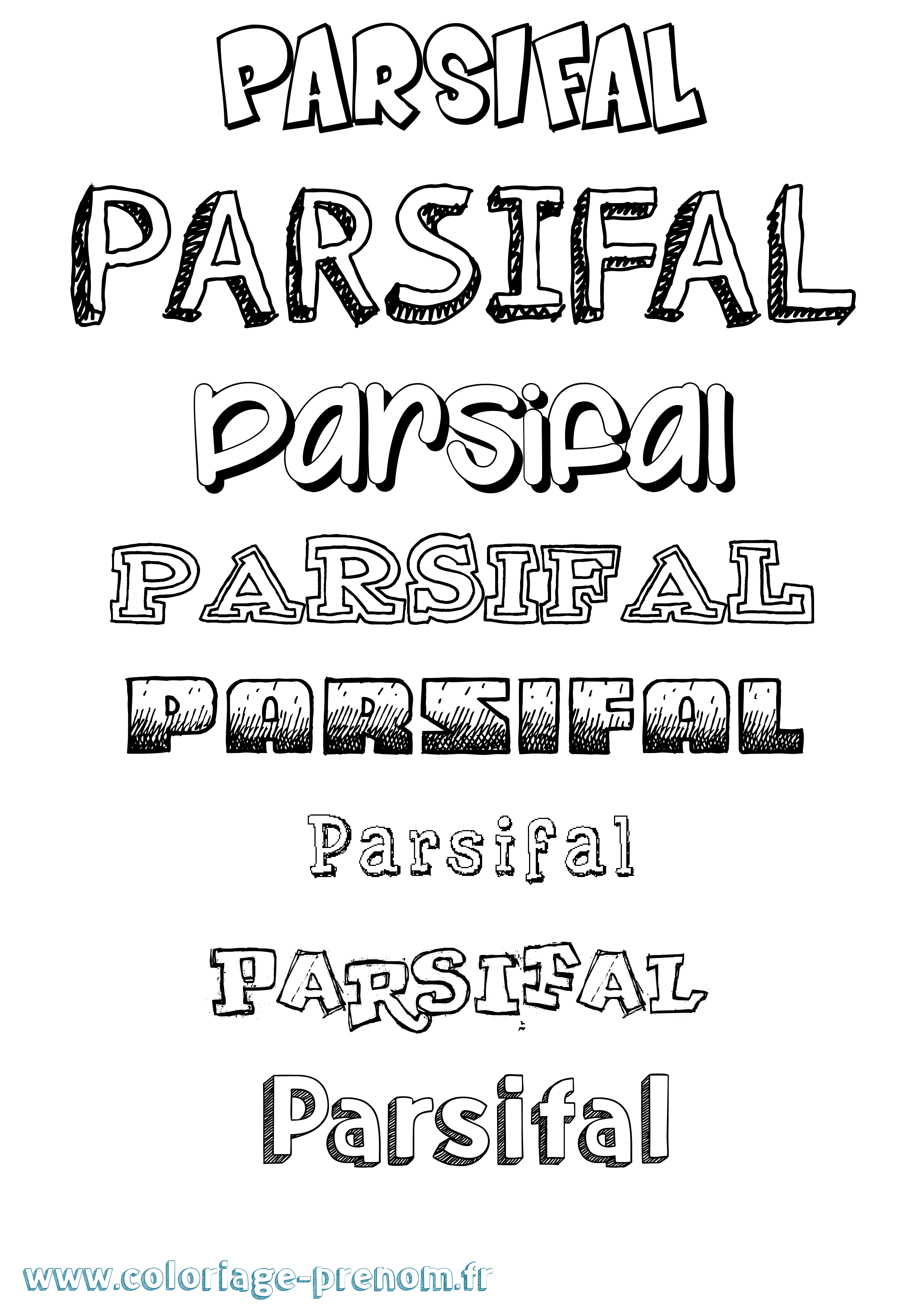 Coloriage prénom Parsifal Dessiné