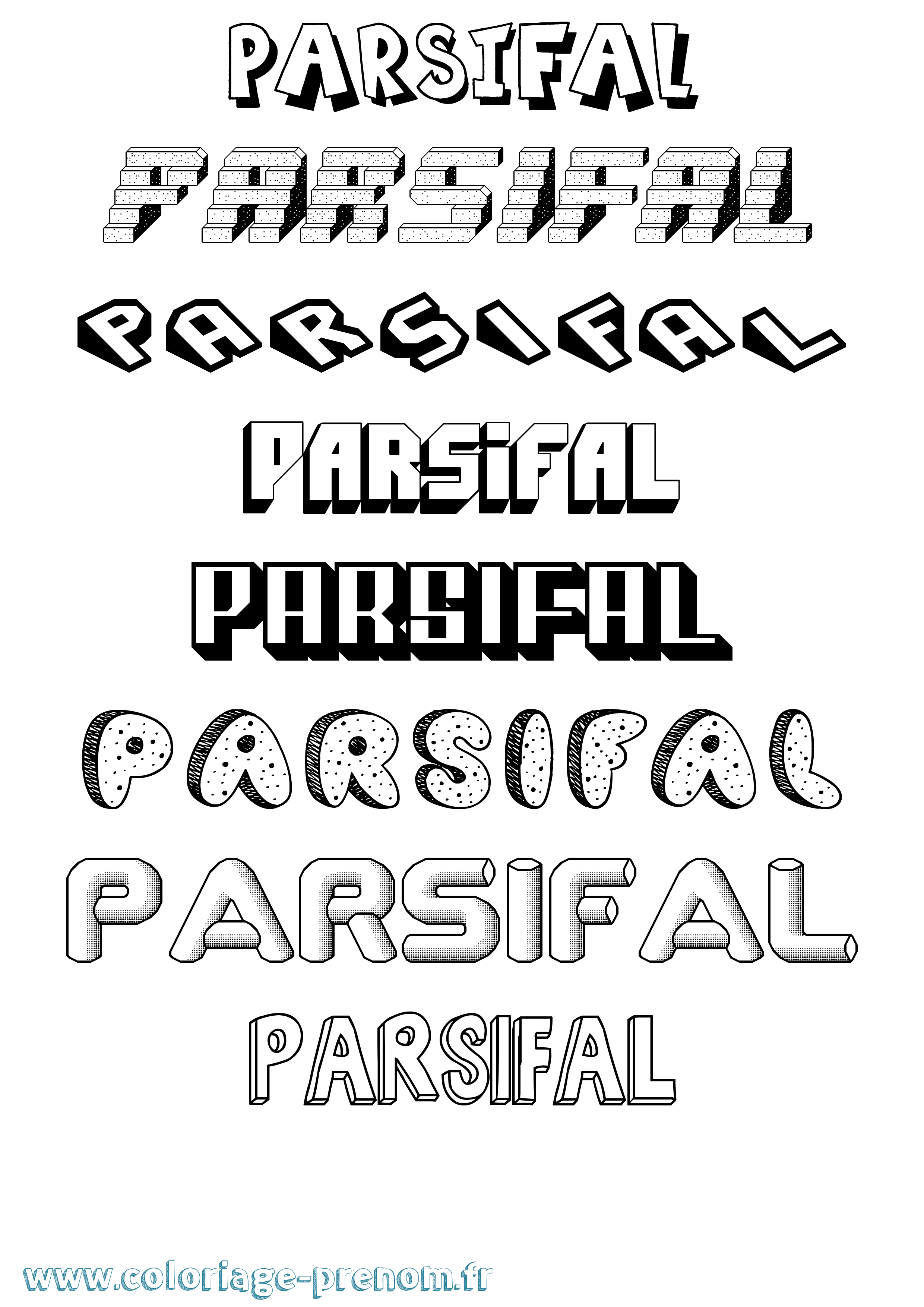 Coloriage prénom Parsifal Effet 3D