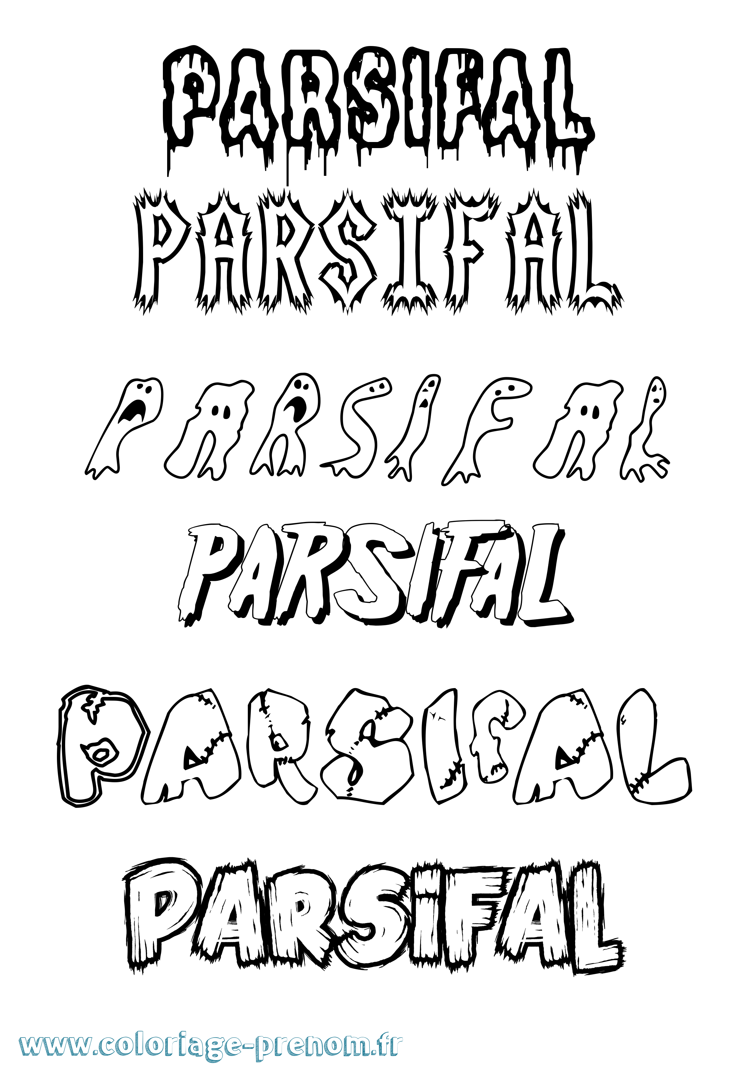 Coloriage prénom Parsifal Frisson