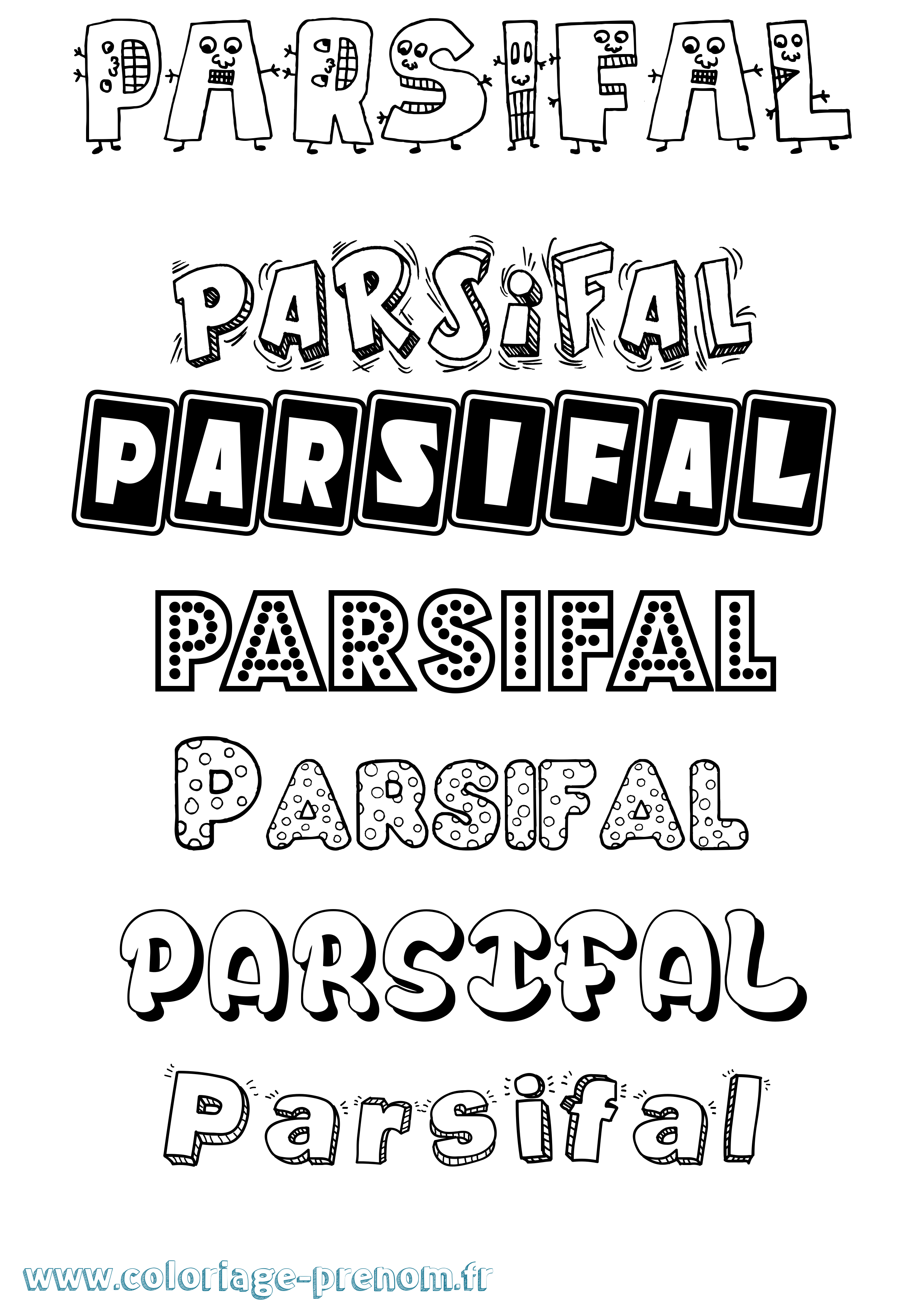 Coloriage prénom Parsifal Fun