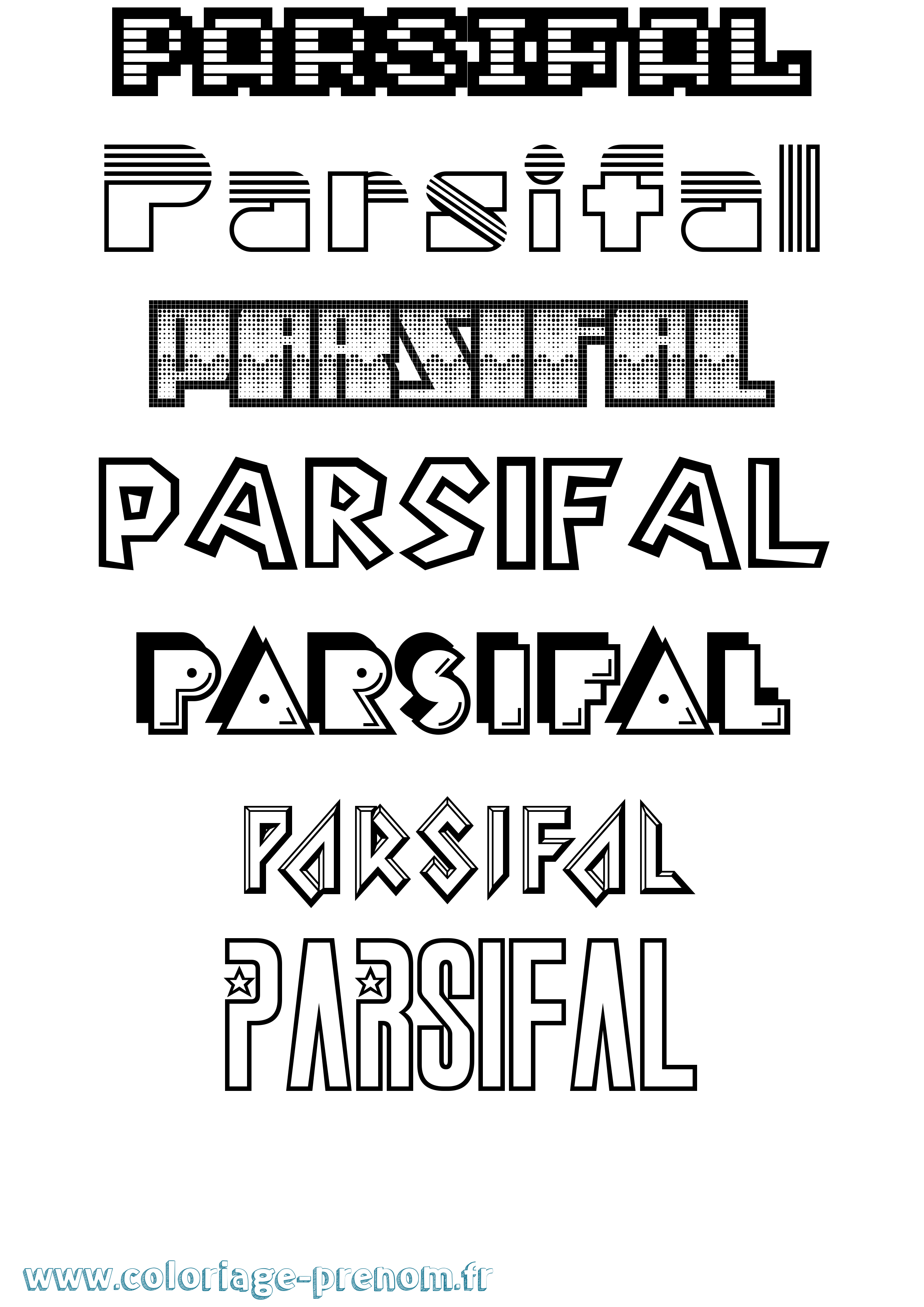 Coloriage prénom Parsifal Jeux Vidéos