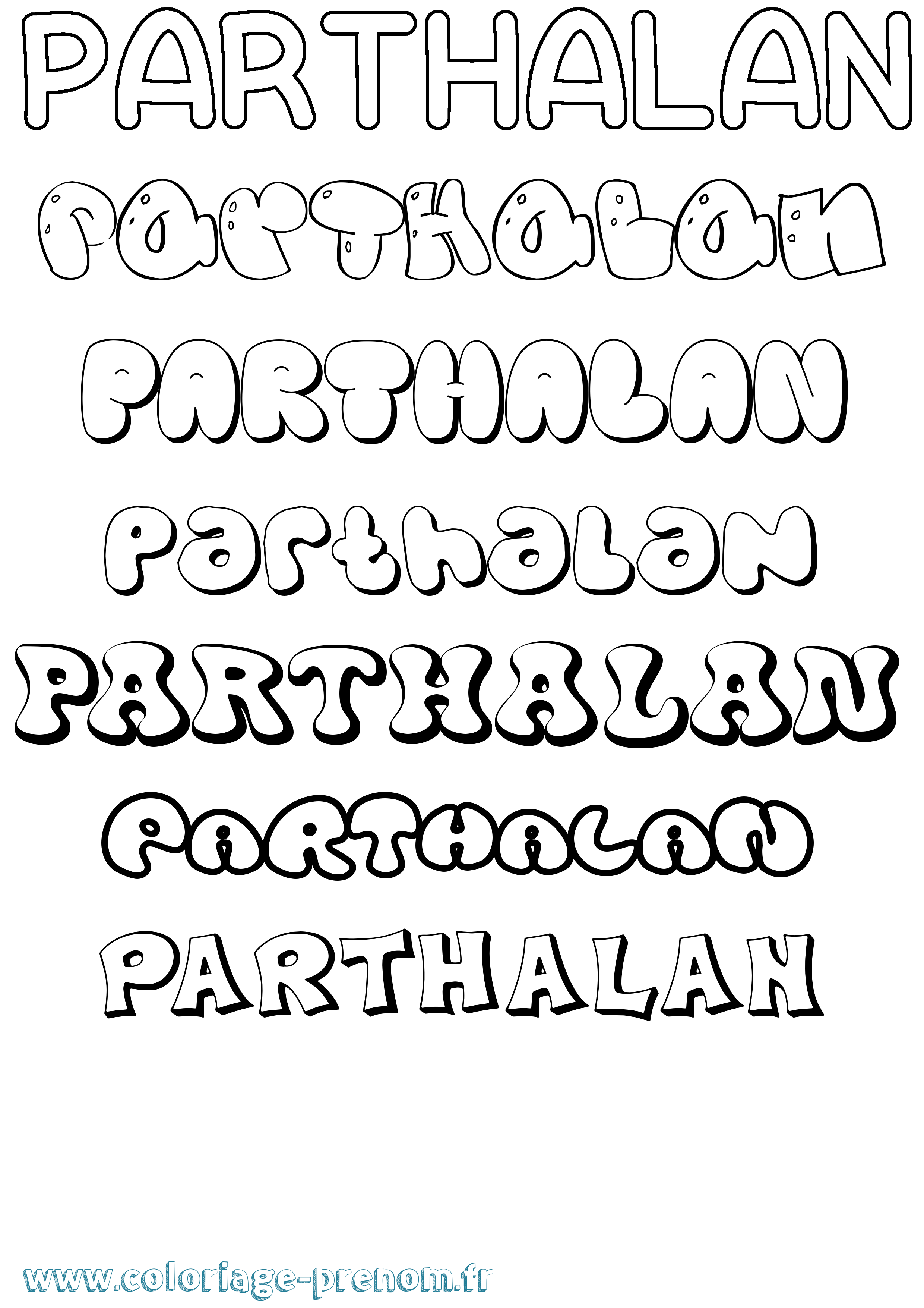 Coloriage Parthalan Bubble Coloriage prénom Parthalan Bubble