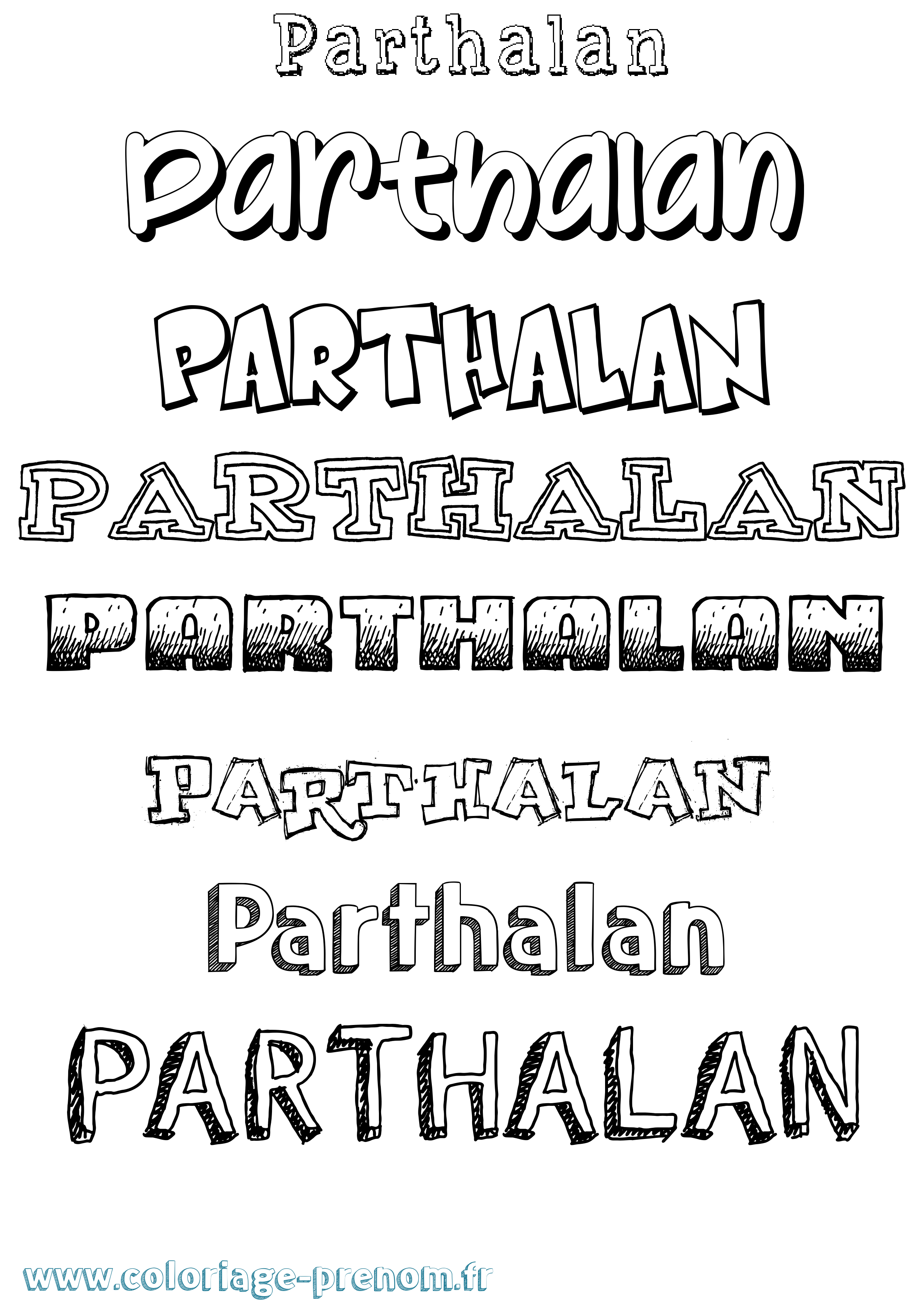 Coloriage prénom Parthalan Dessiné