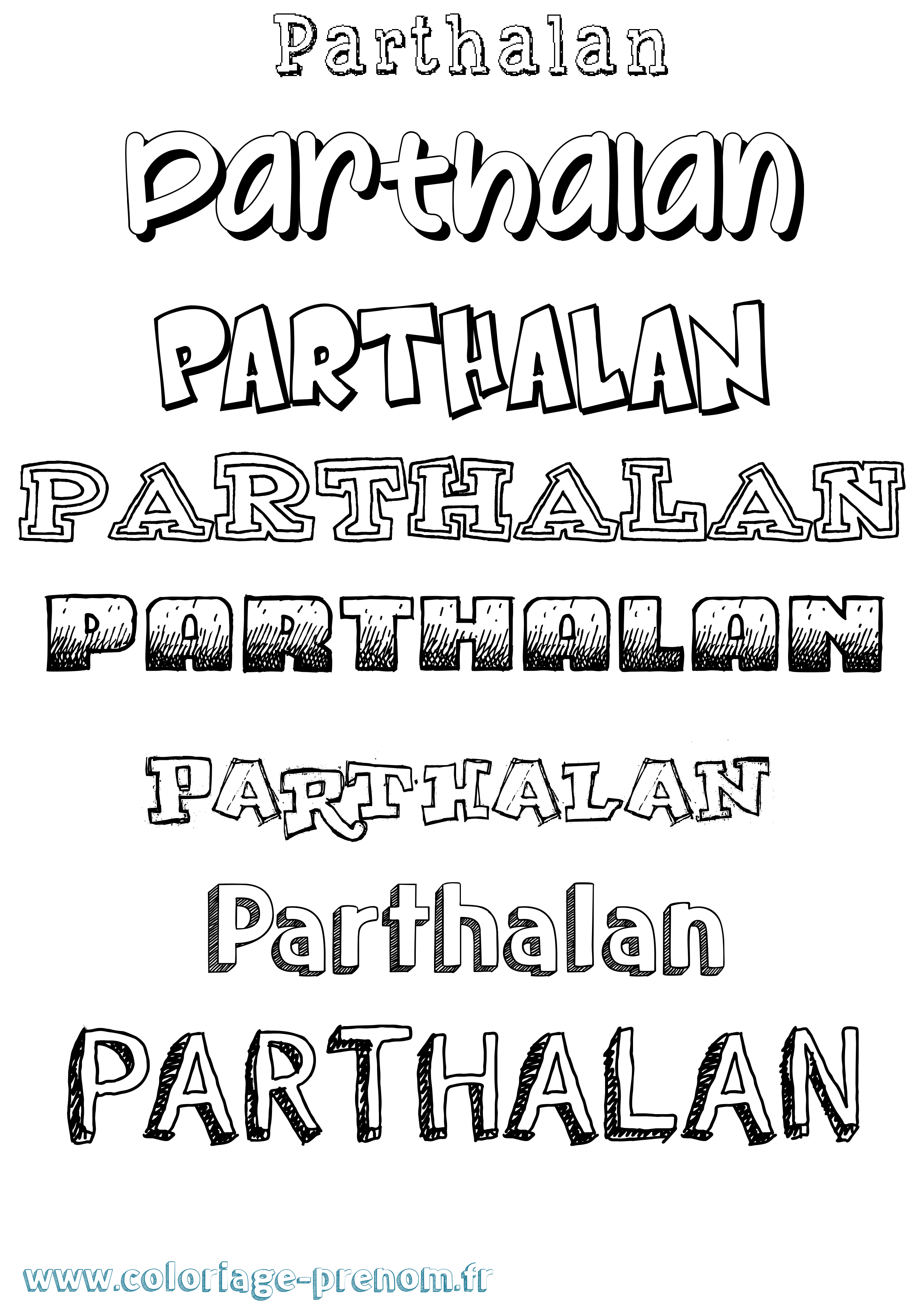 Coloriage Parthalan Dessiné Coloriage prénom Parthalan Dessiné
