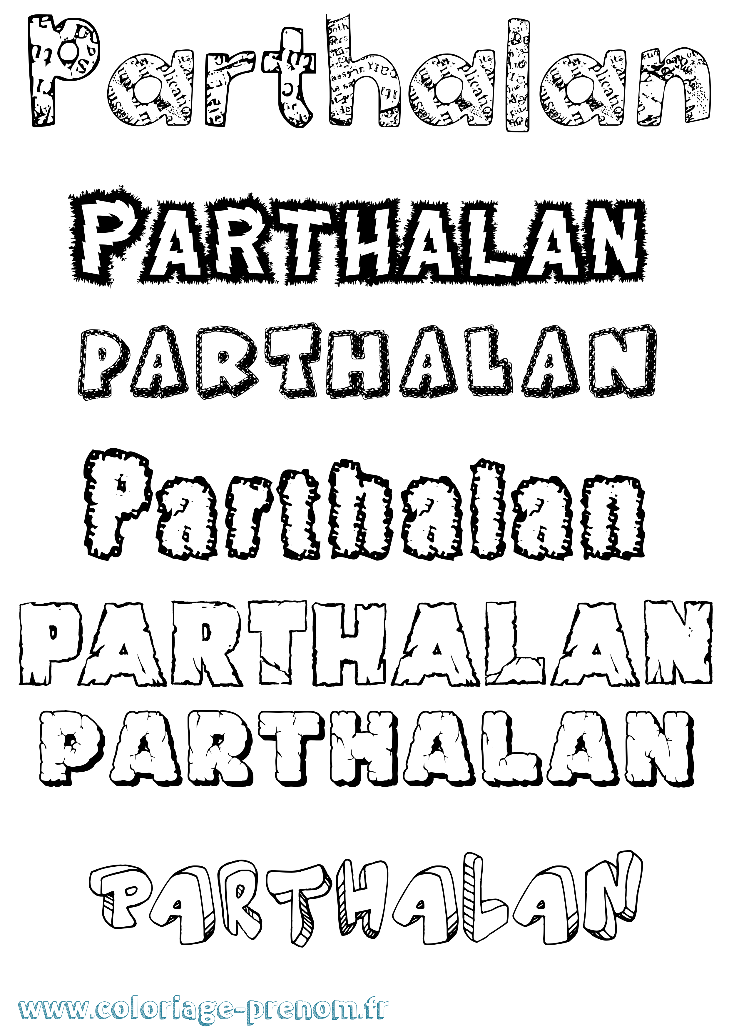 Coloriage prénom Parthalan Destructuré