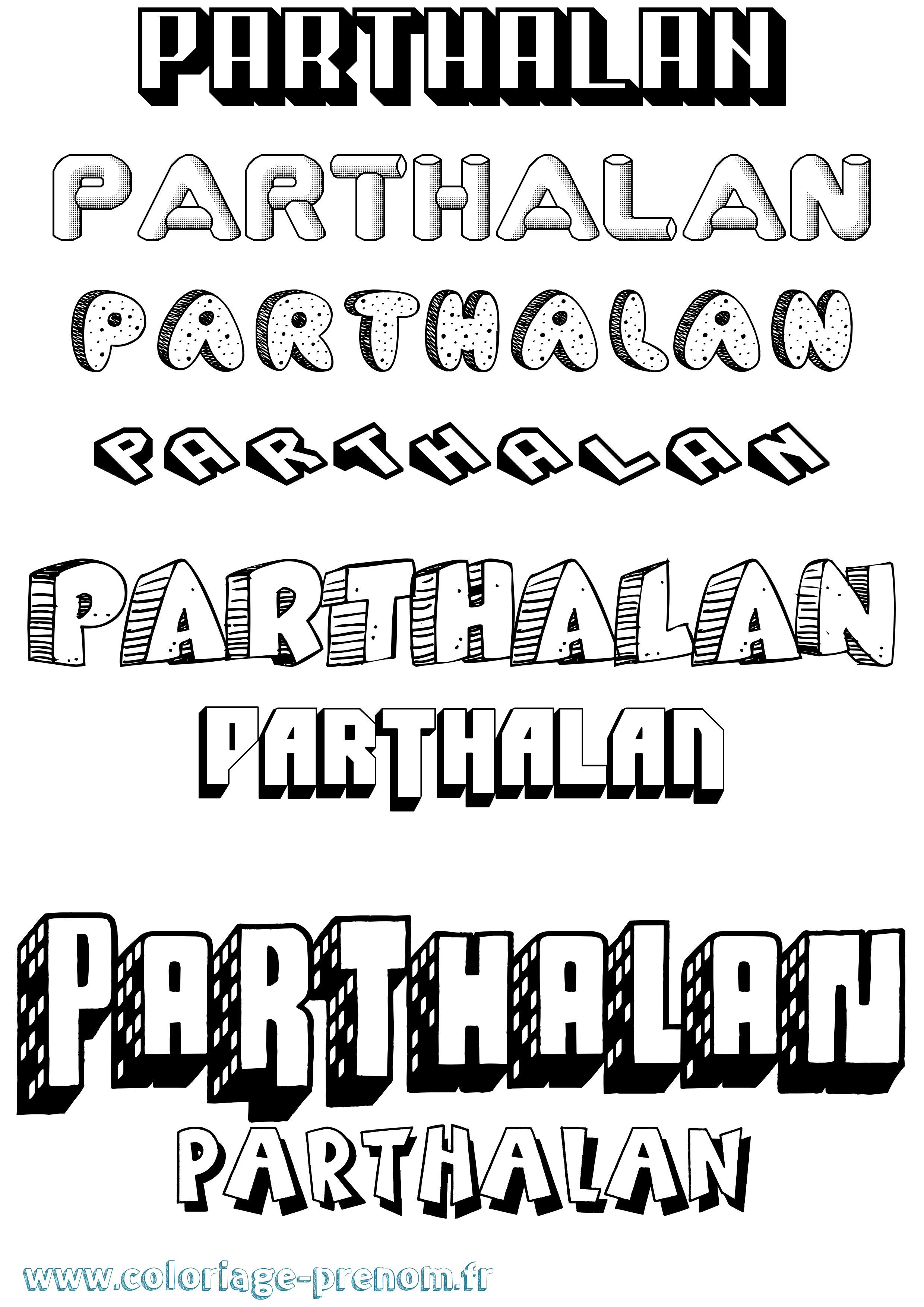 Coloriage Parthalan Effet 3D Coloriage prénom Parthalan Effet 3D