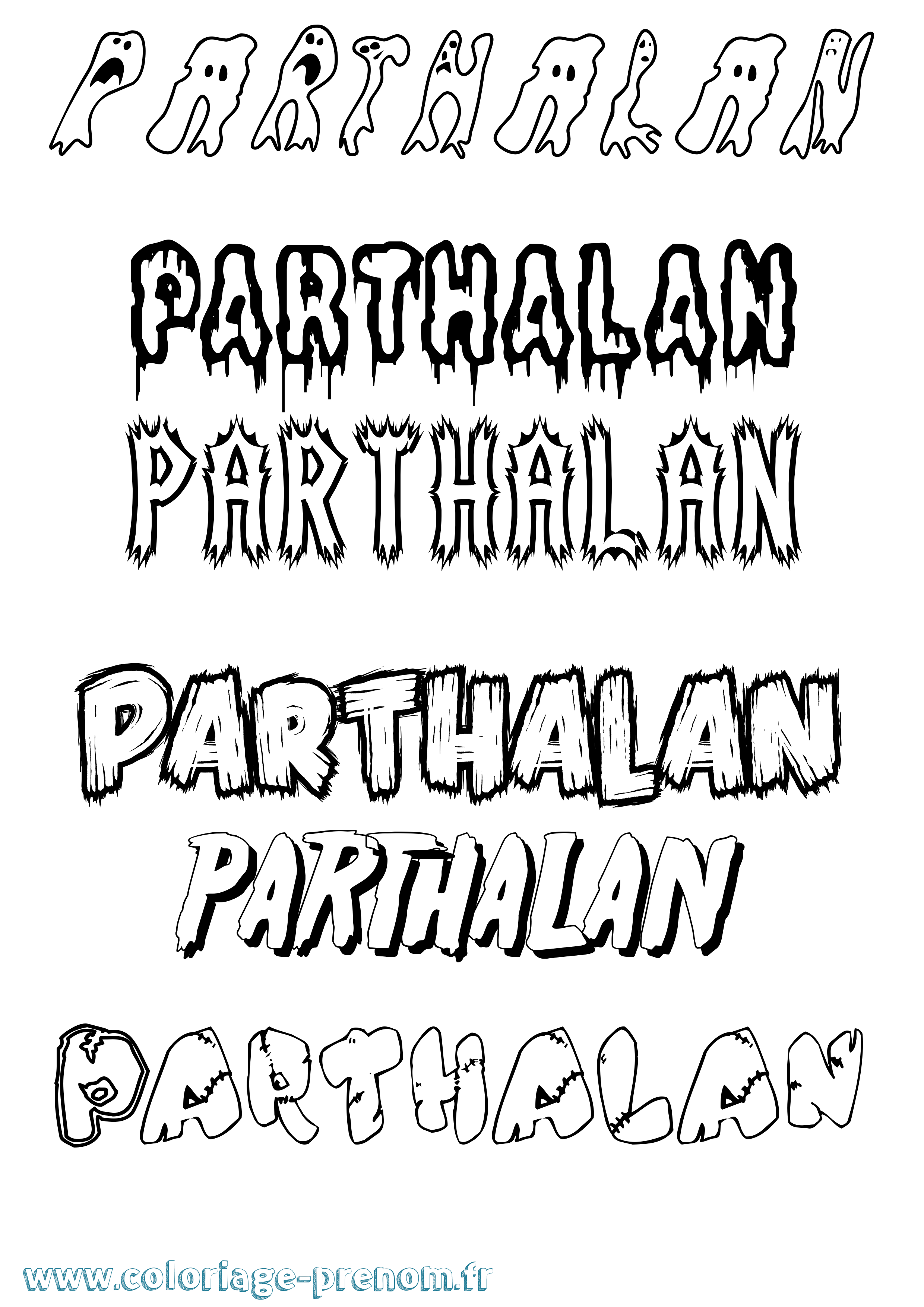 Coloriage prénom Parthalan Frisson