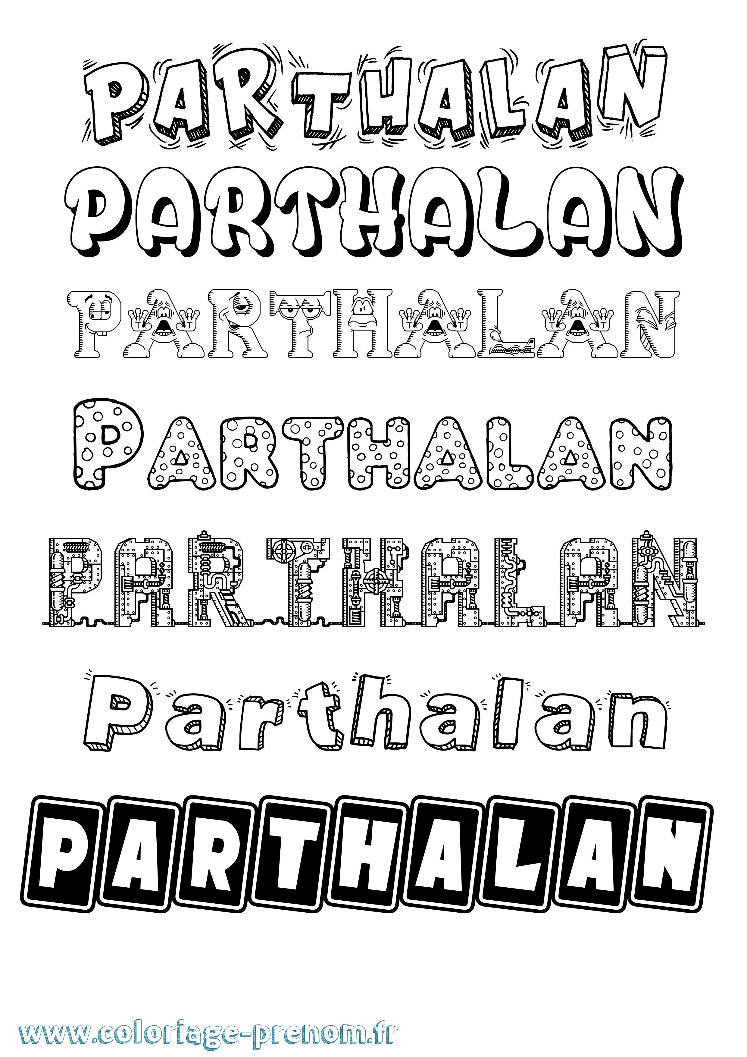 Coloriage prénom Parthalan Fun