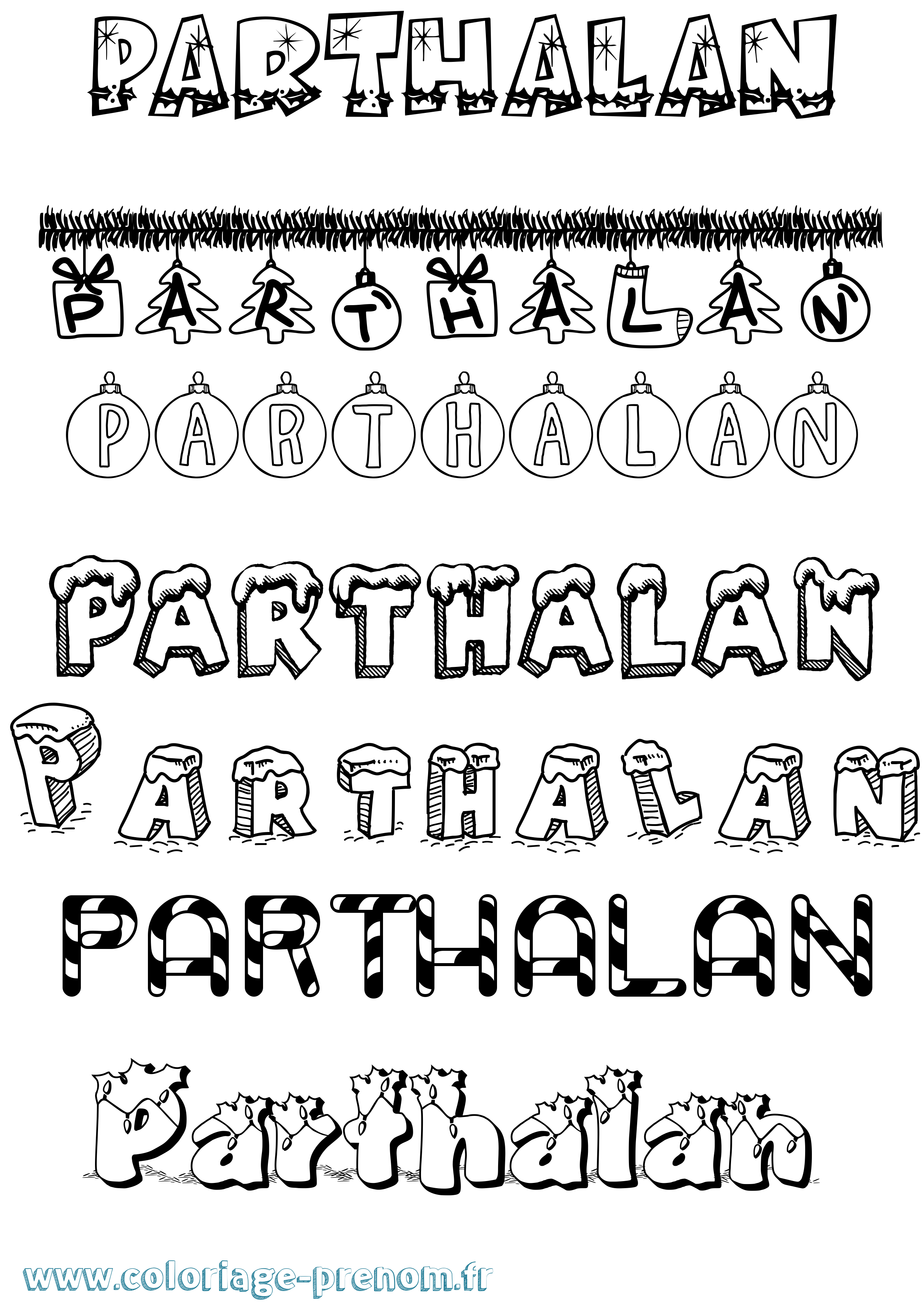 Coloriage Parthalan Noël Coloriage prénom Parthalan Noël