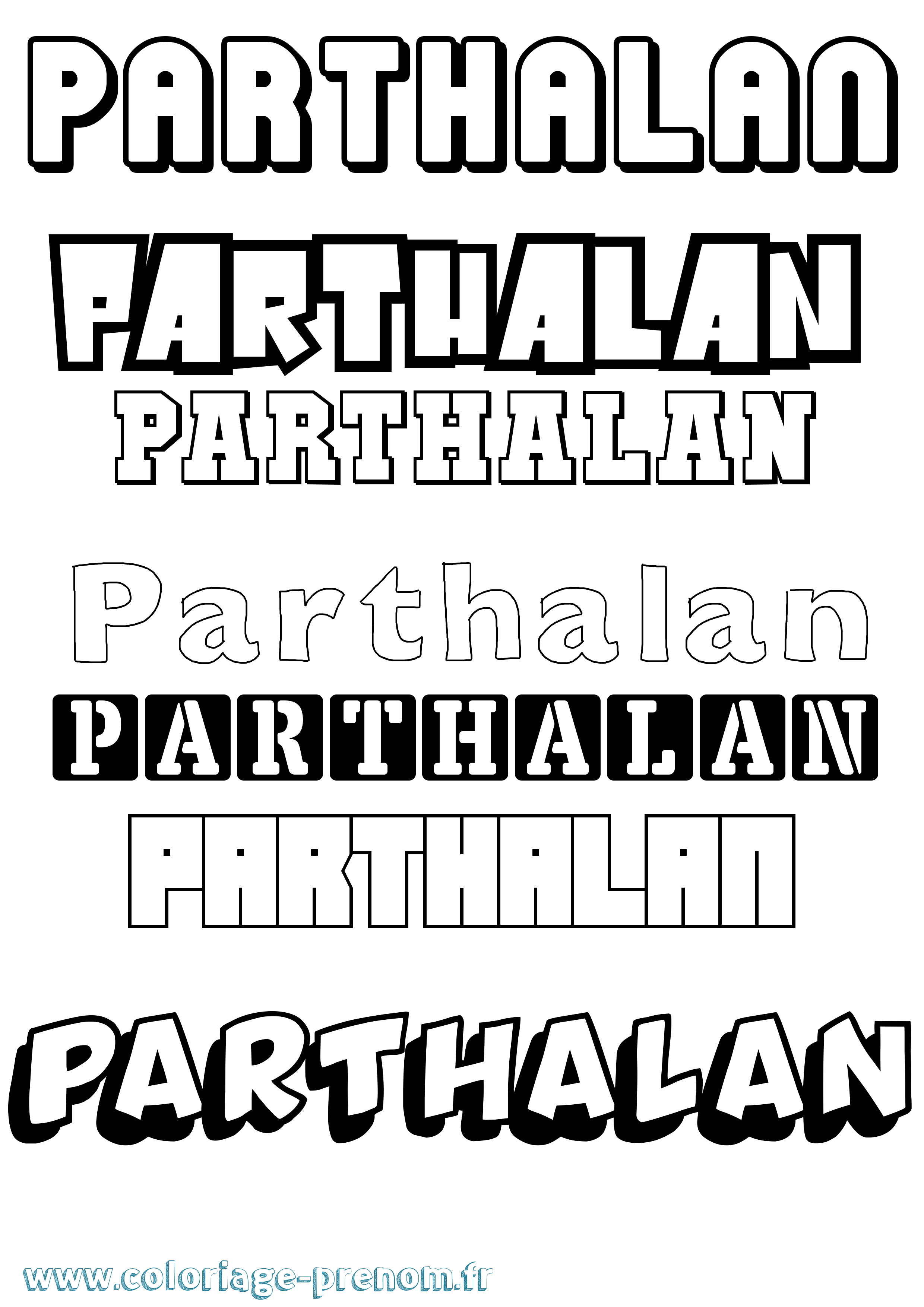 Coloriage prénom Parthalan Simple