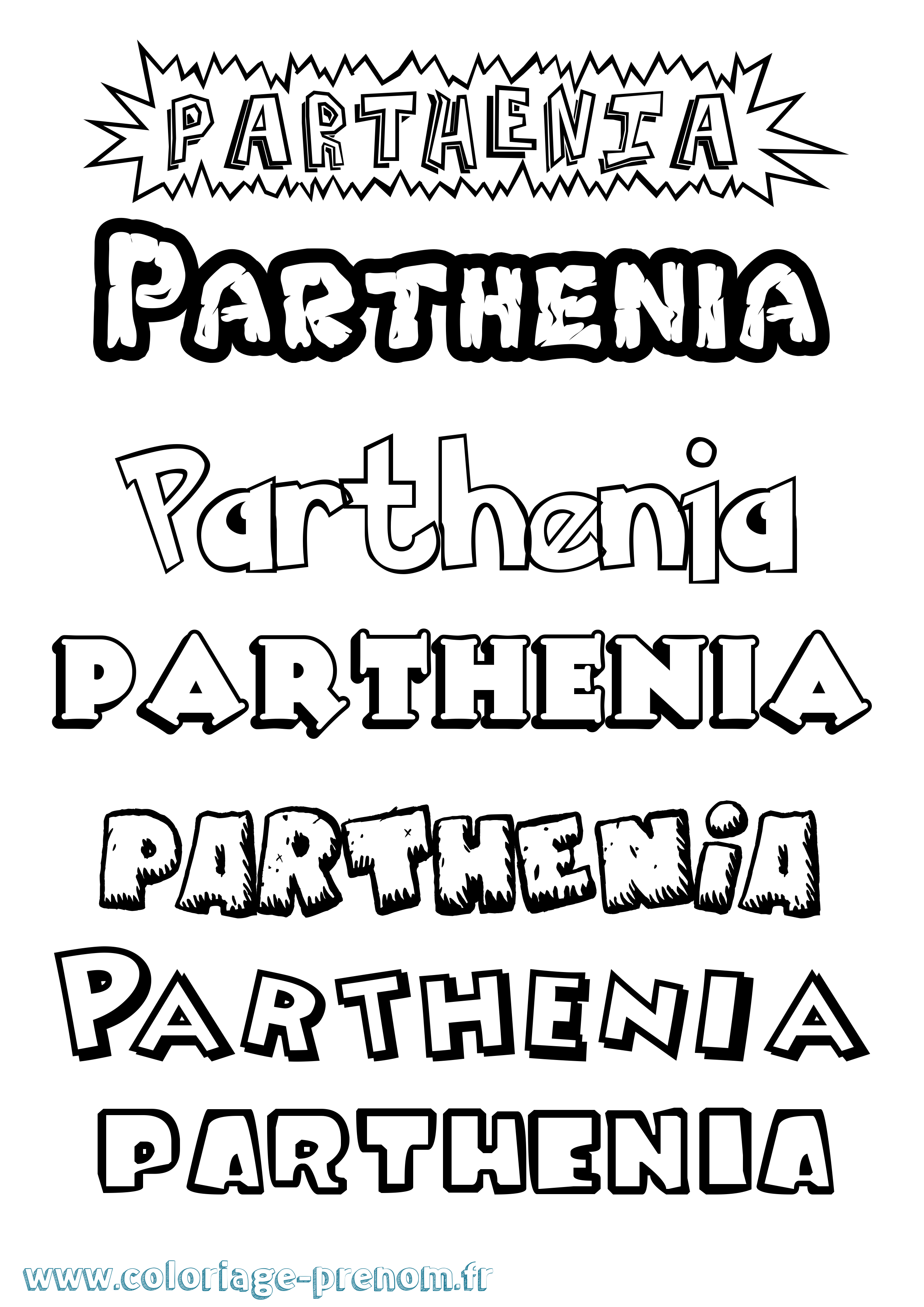 Coloriage prénom Parthenia Dessin Animé