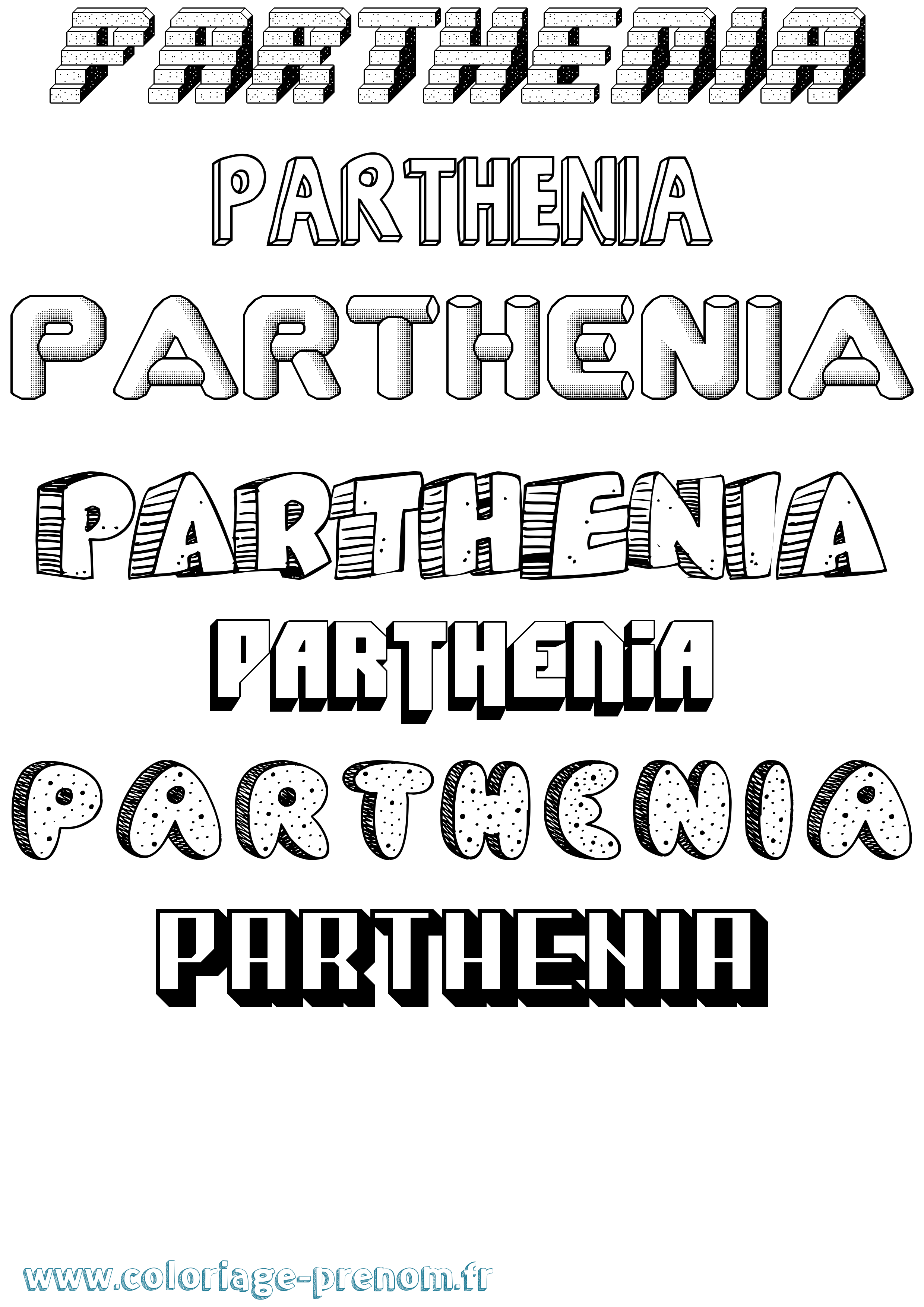 Coloriage prénom Parthenia Effet 3D