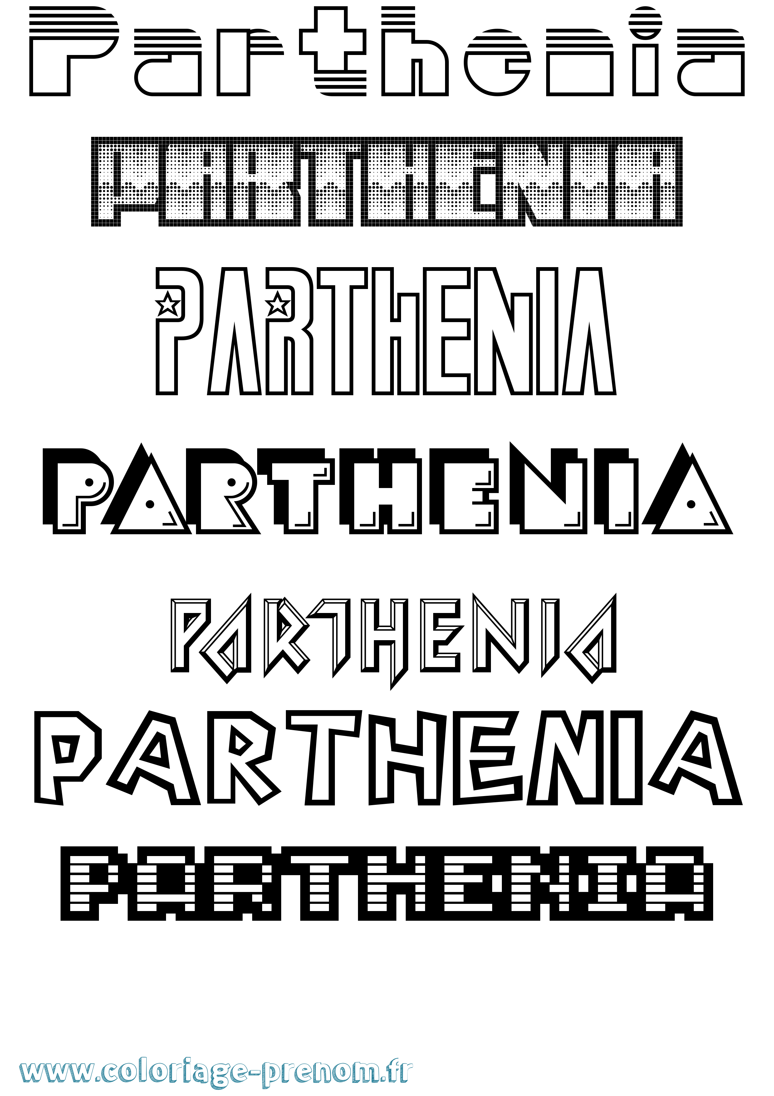 Coloriage prénom Parthenia Jeux Vidéos