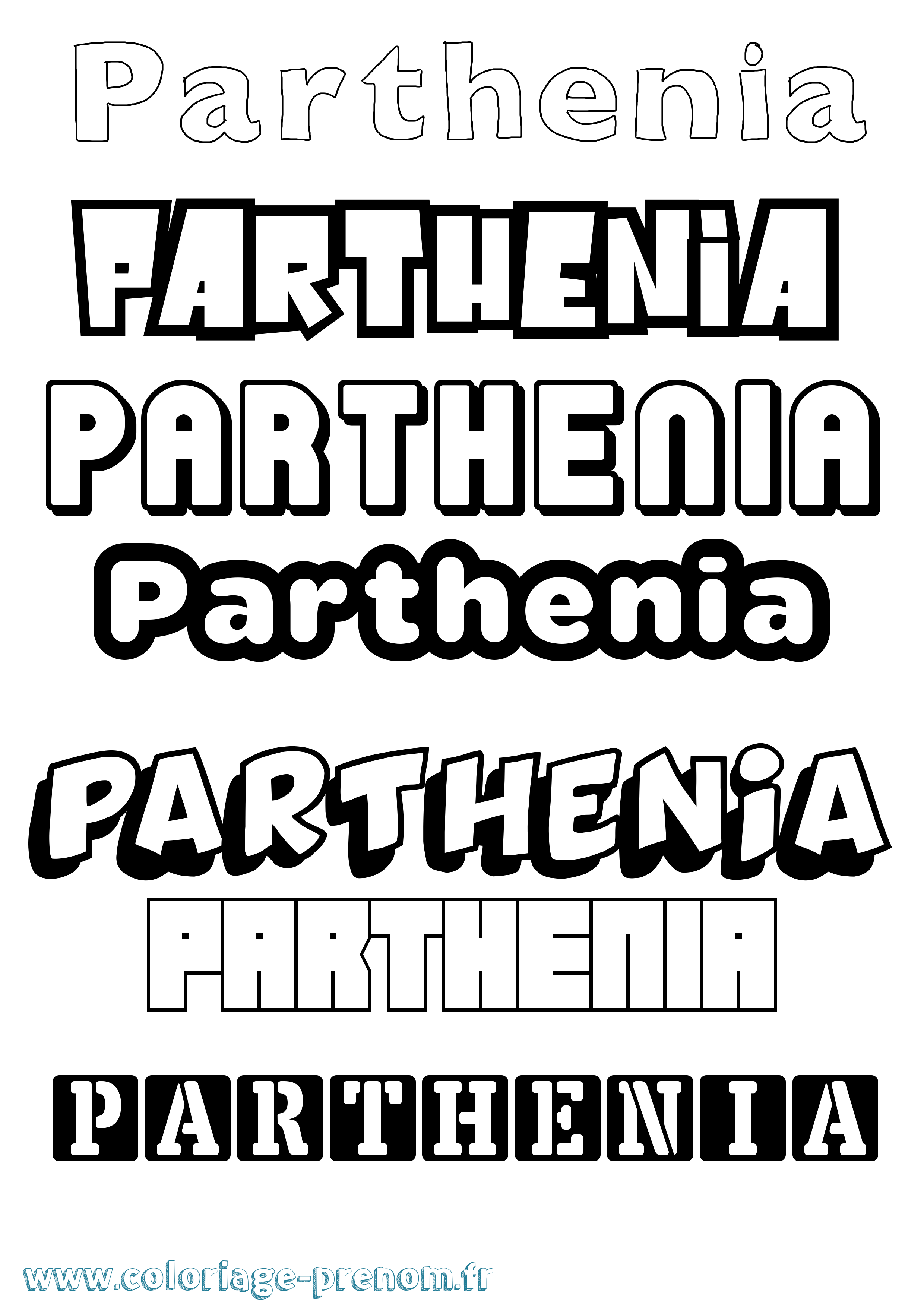 Coloriage prénom Parthenia Simple